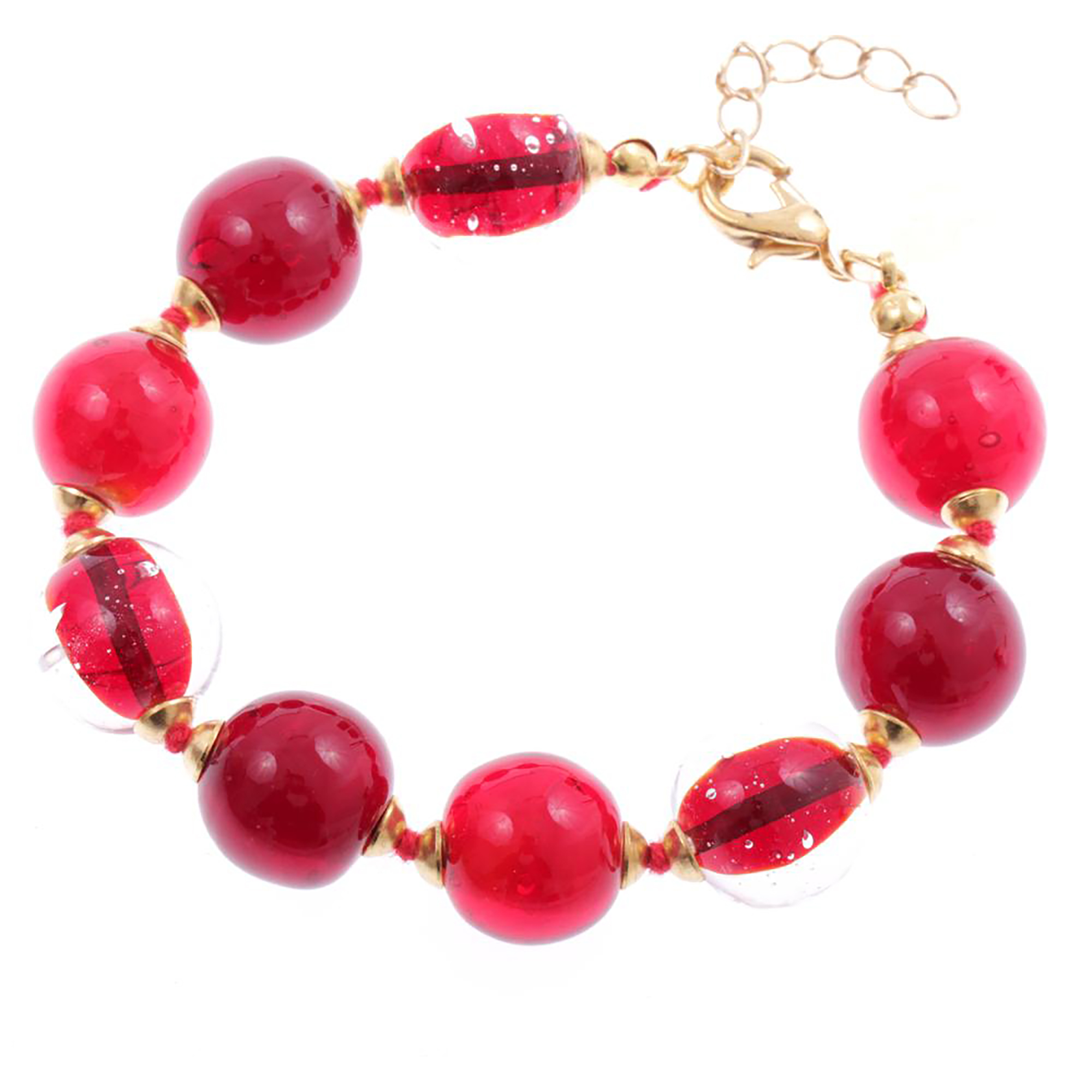Murano Glas Armband "Verona" Armschmuck-rot gold