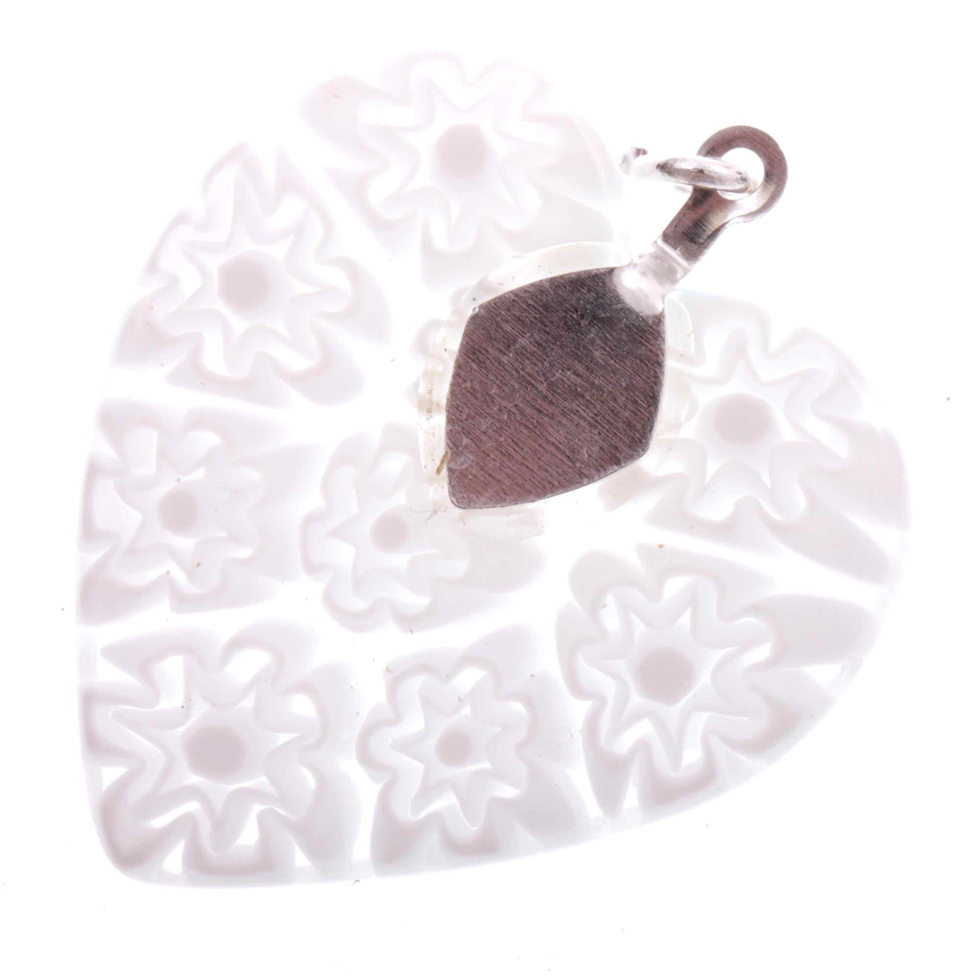 Mille Fiori Herz Anhänger "Sono" Murano Glas -weiss