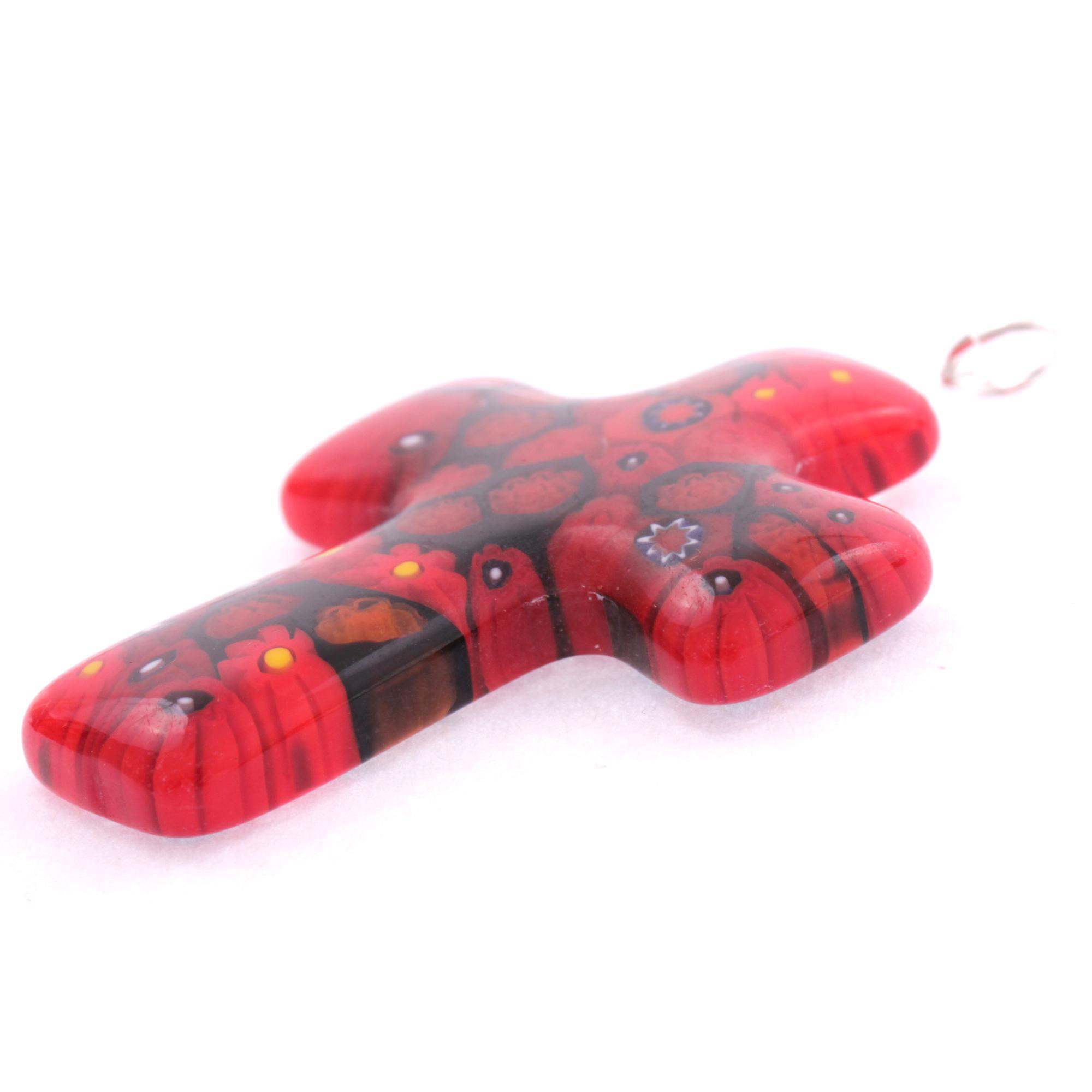 Murano Glas Kreuz Modell "Grand Rood" Mille Fiori-rot