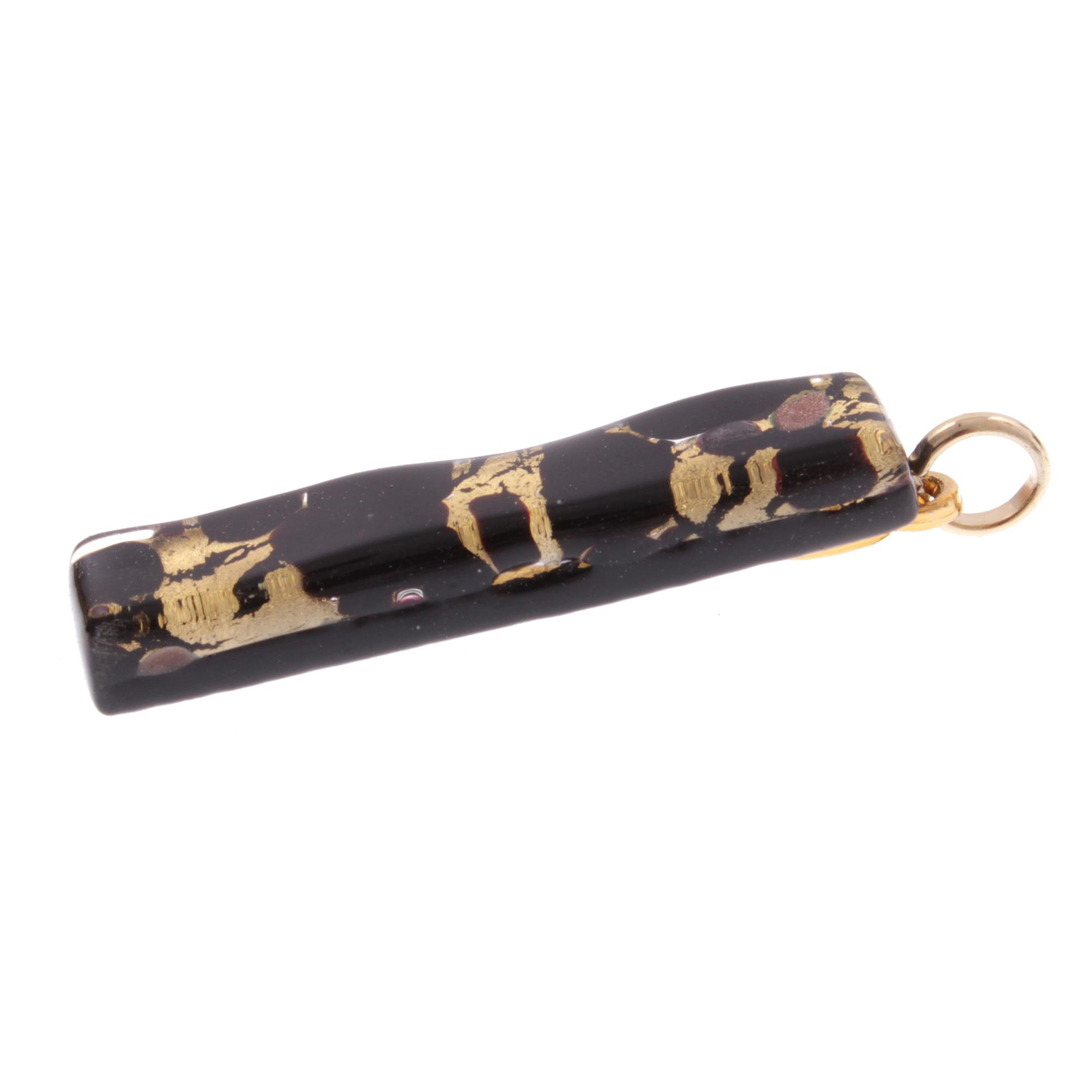 Murano Glas Anhänger Baguette "Bastone"-schwarz-gold