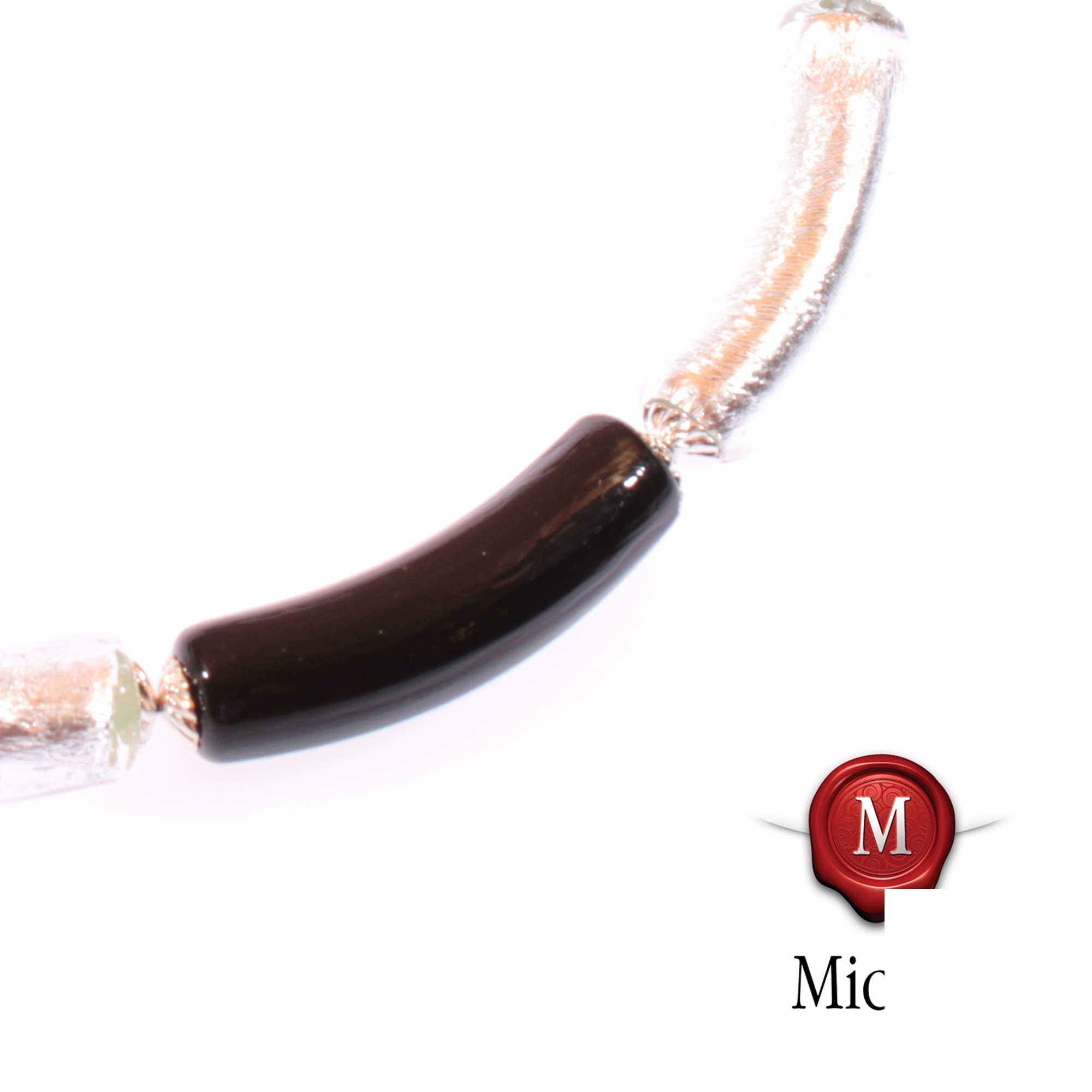 Collier Murano Glas "Lea" schwarz-silber