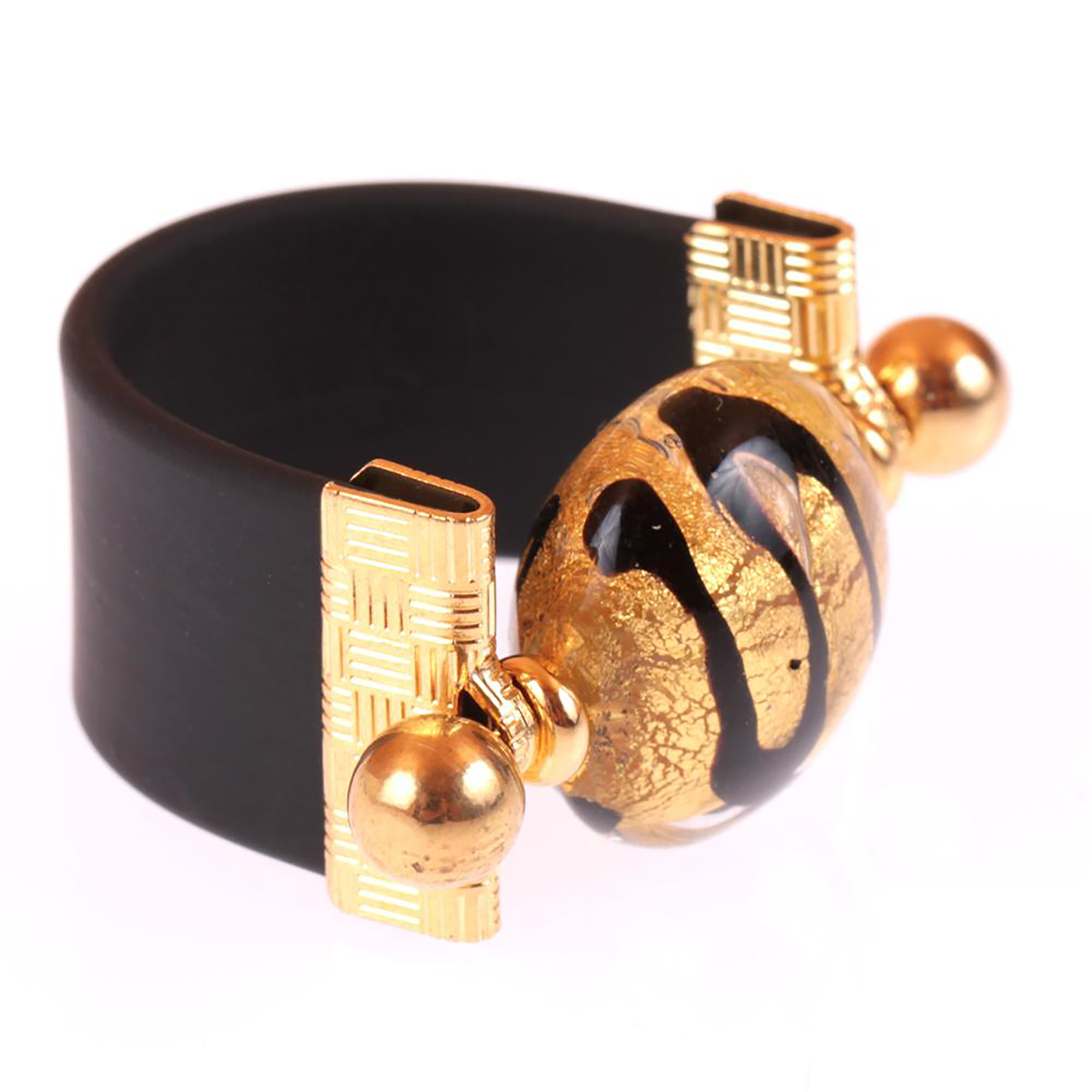 Ohio-Ring aus Muranoglas in Schwarz/Gold, gesamtansicht
