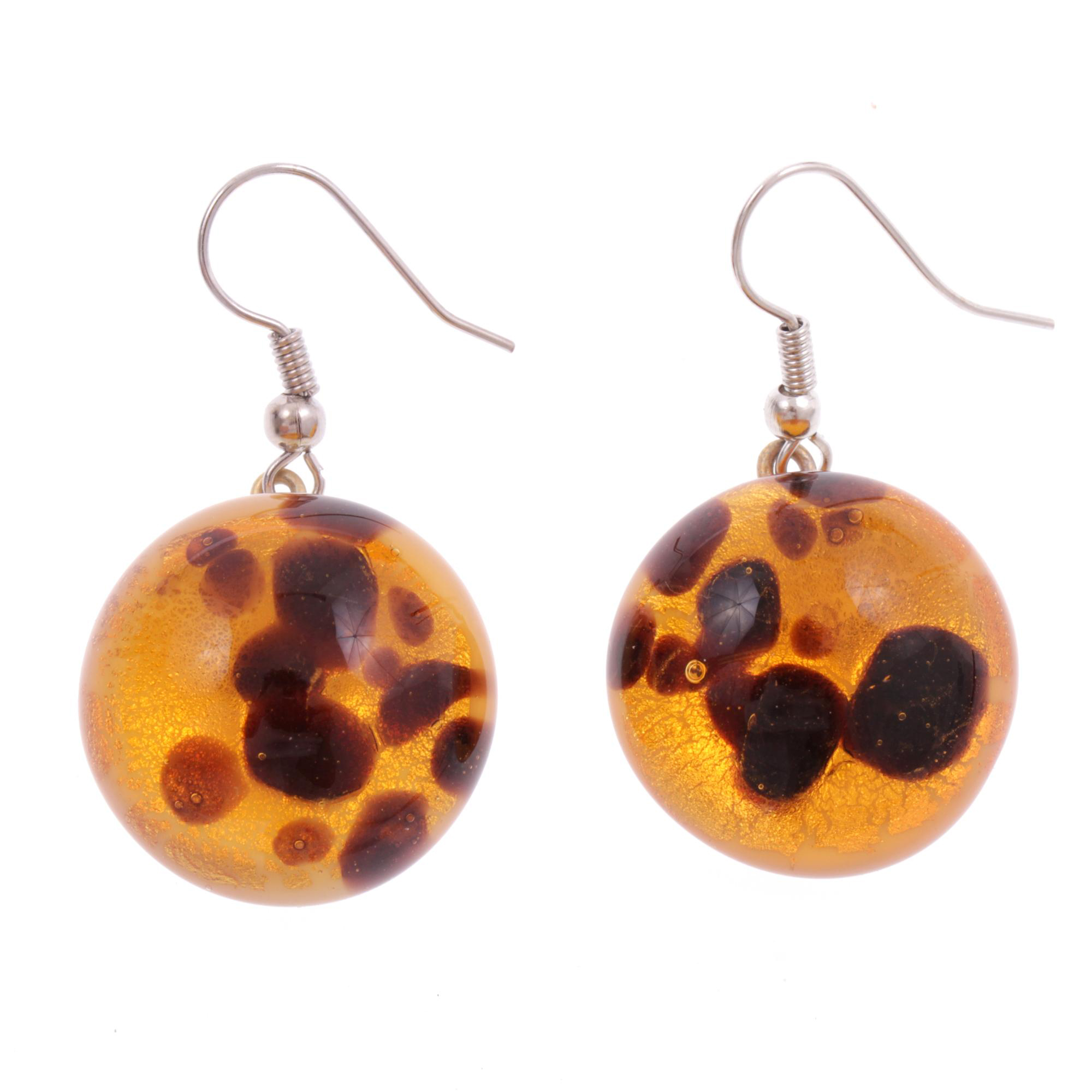 Attesa Ohrhänger Amber aus echtem Muranoglas mit echtem Blattgold
