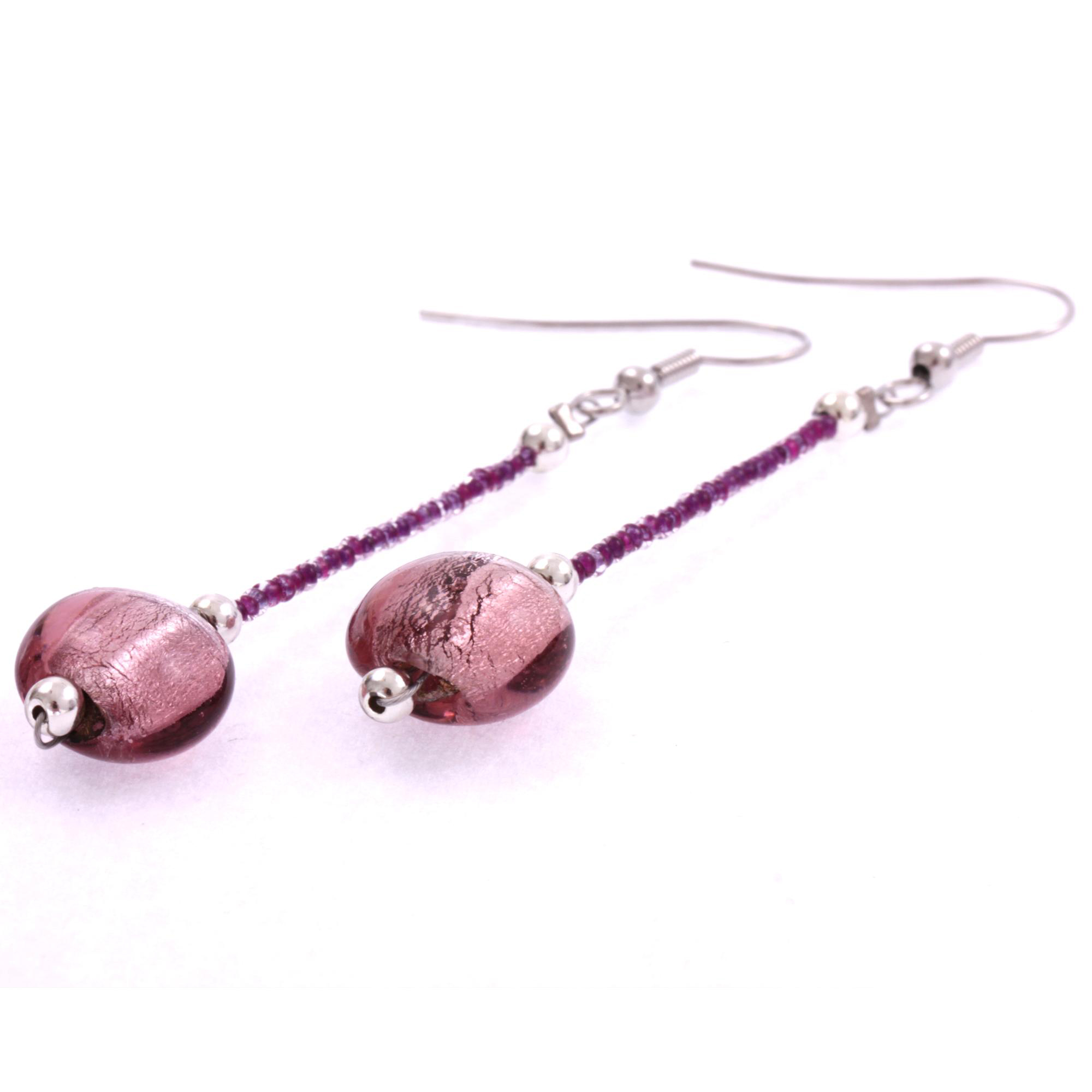 Ohrring Ohrhänger "Daisy" Murano Glas Ohrschmuck-lila