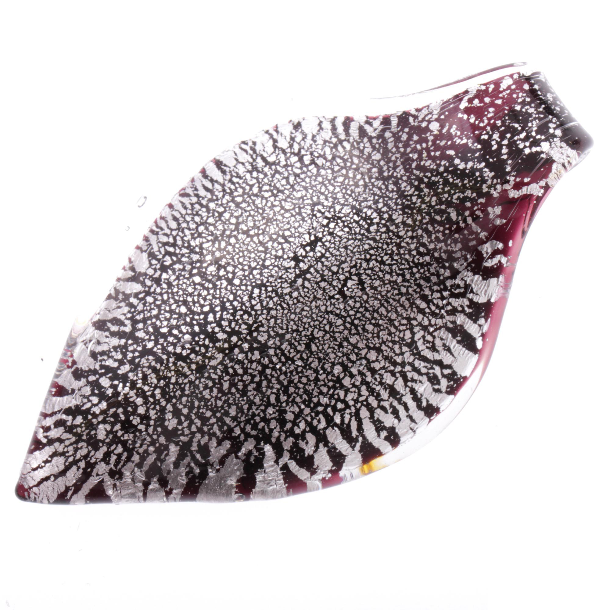 Feines kleines Murano Glas Blatt "Pala" Anhänger-silber