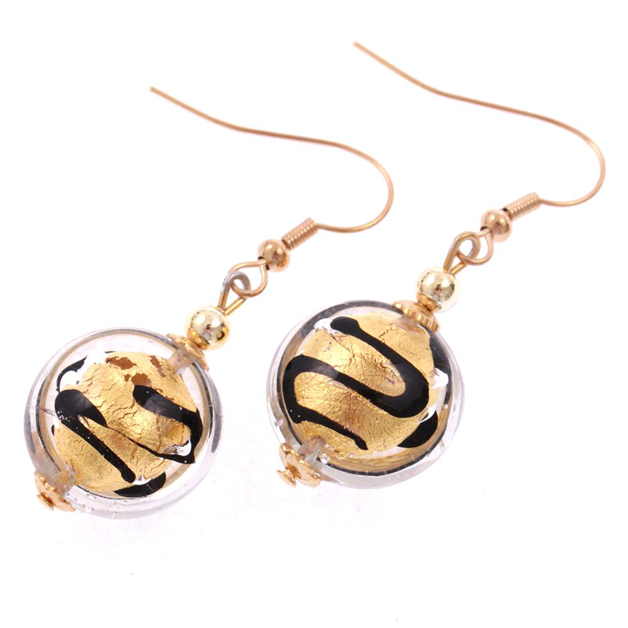 Ohrhänger "Iowa" Murano Glas Ohrschmuck-schwarz-gold