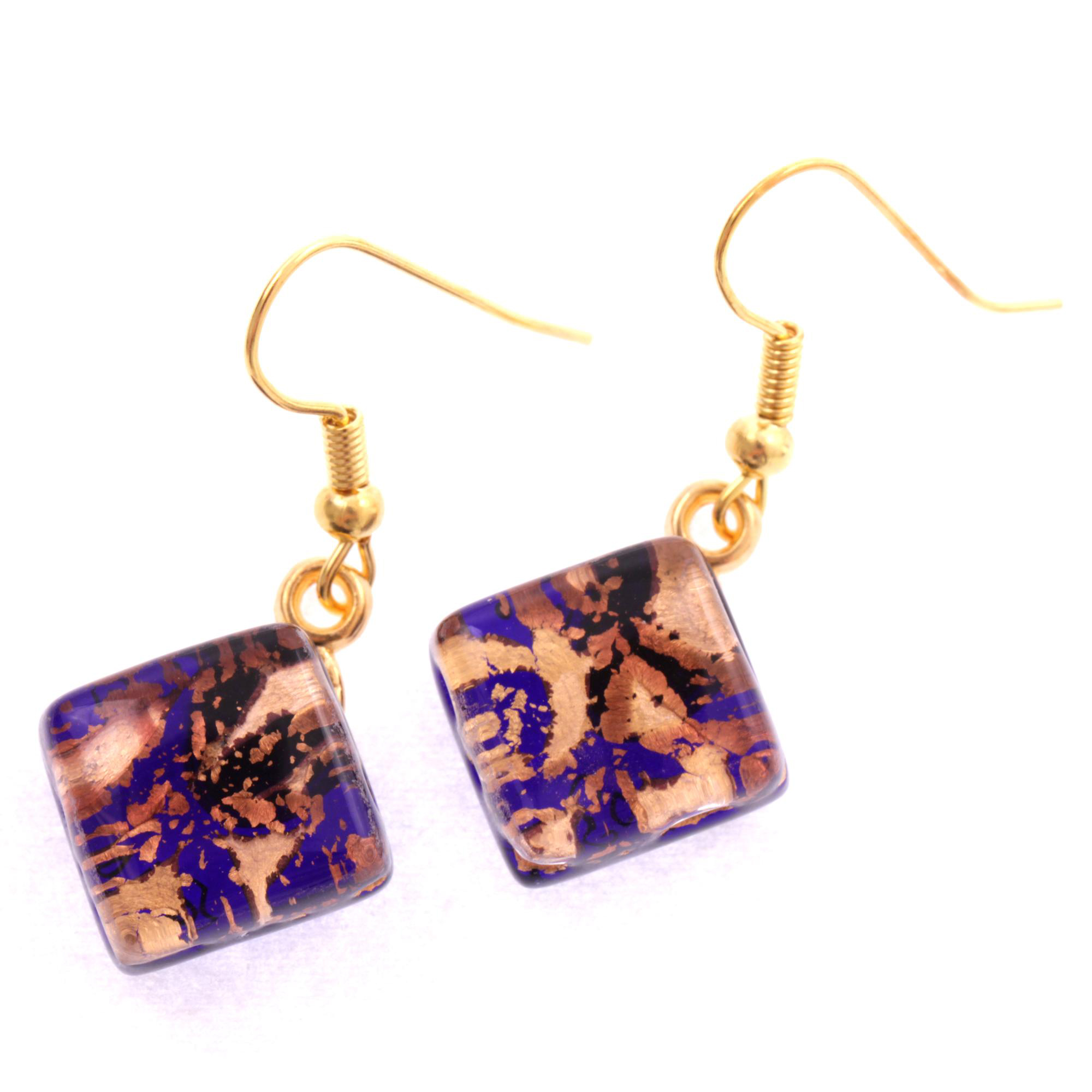 Ohrhaken Murano Glas "Ashley" Ohrschmuck-blau-braun