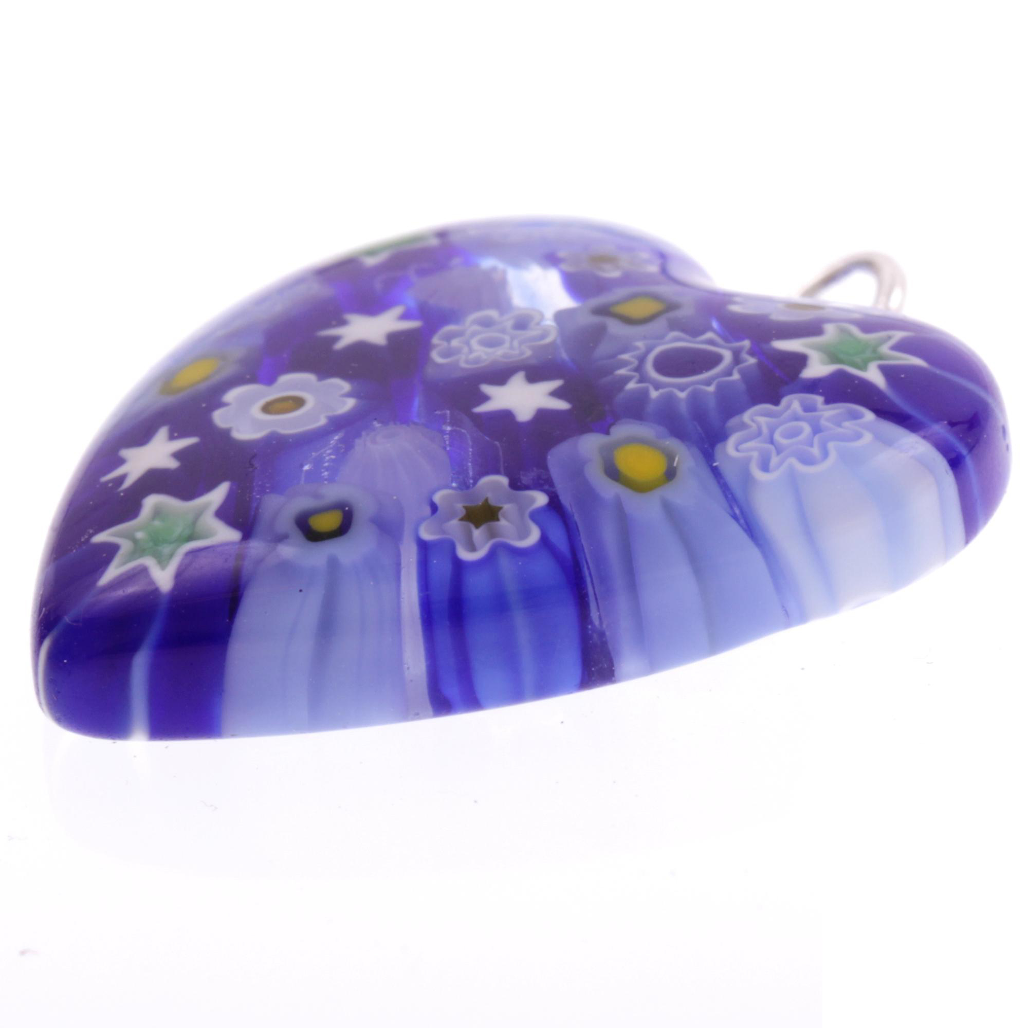 Mille Fiori Herz Anhänger "Sono" Murano Glas -dunkelblau