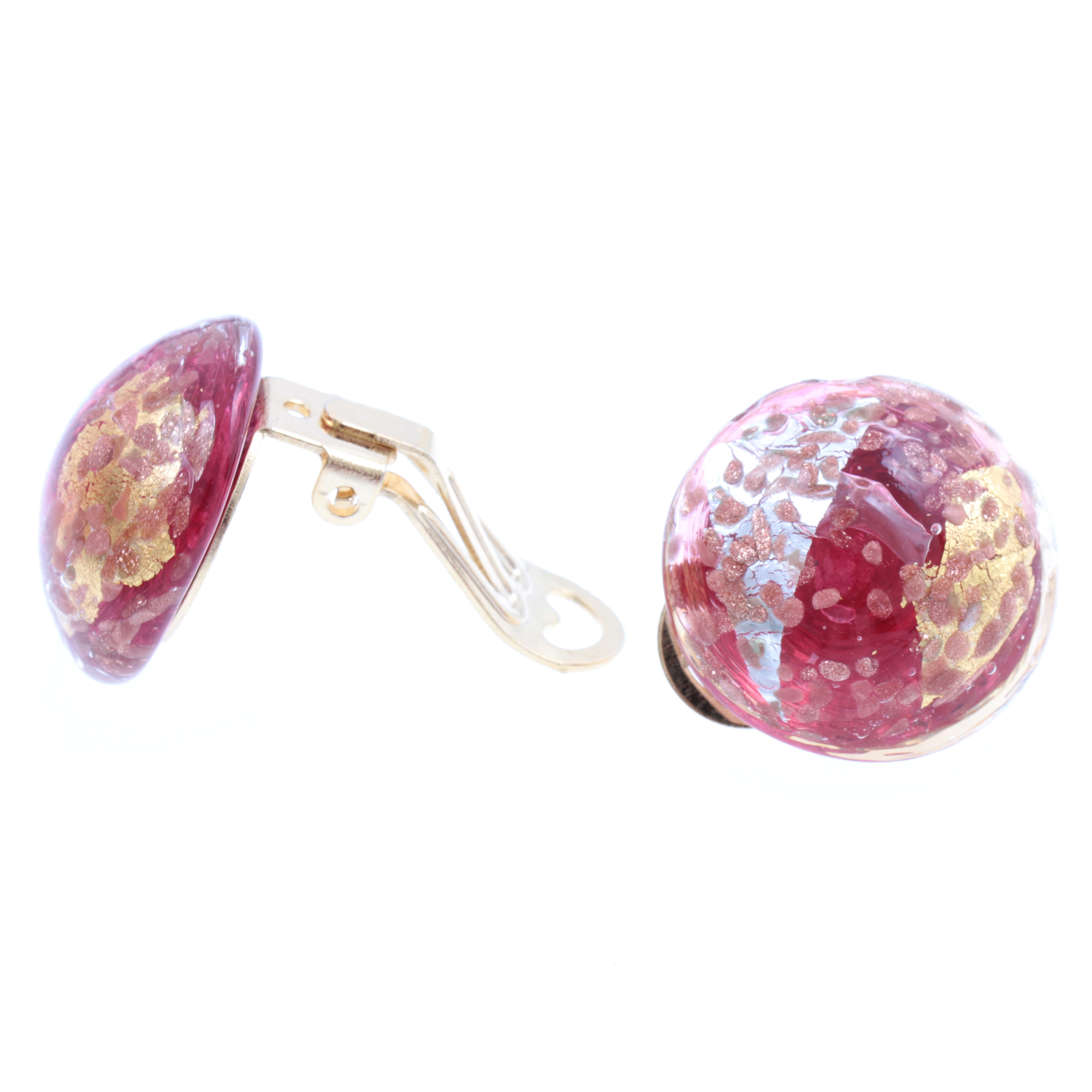 Murano Glas Ohrclip Modell "Symphonie" -rot