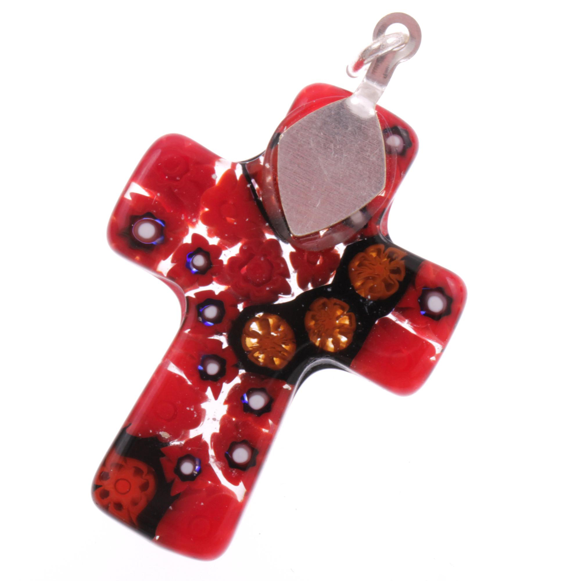 Murano Glas Anhänger "Rood medium" Mille Fiori-rot