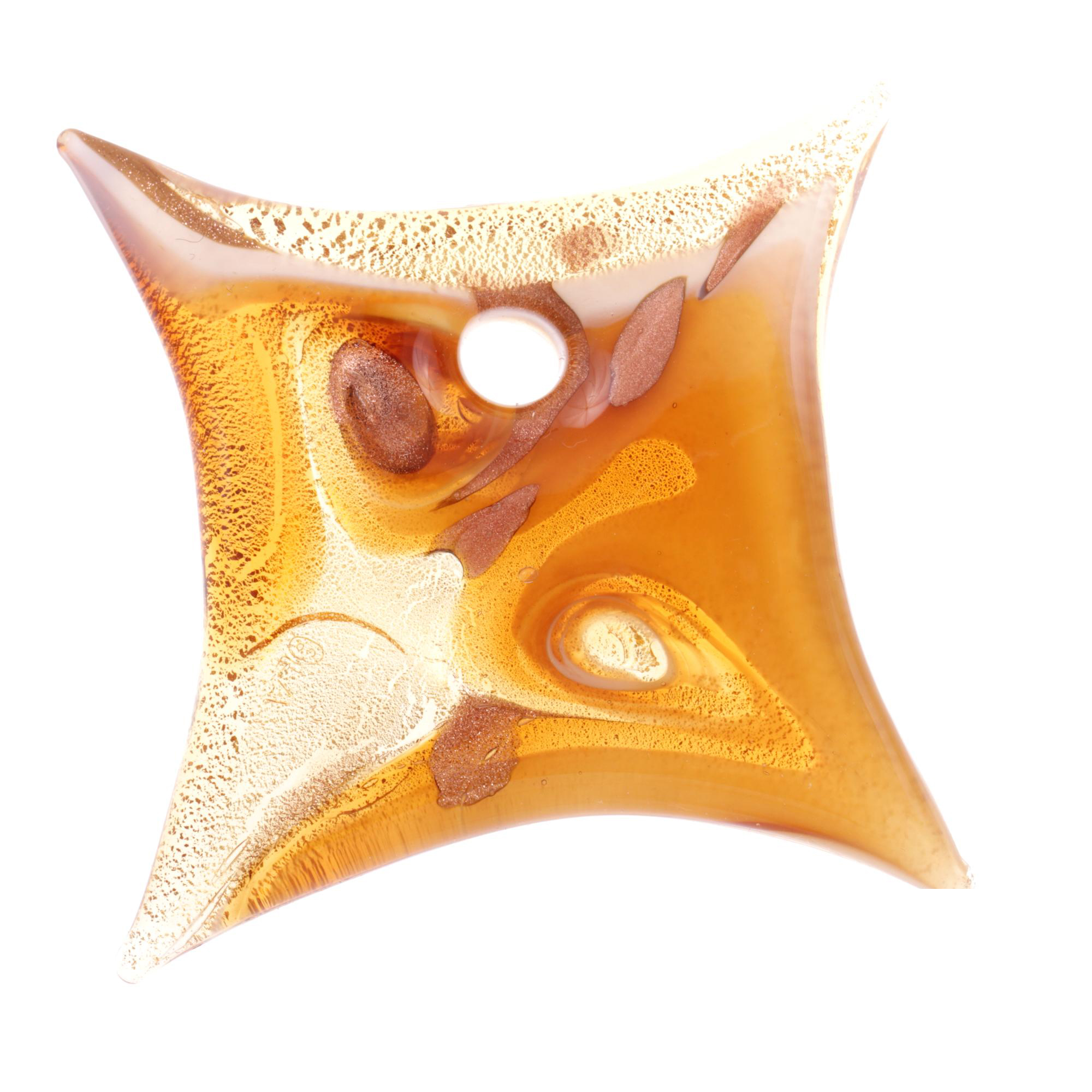 Exquisiter Murano Glas Anhänger "Losanga" -amber-gold