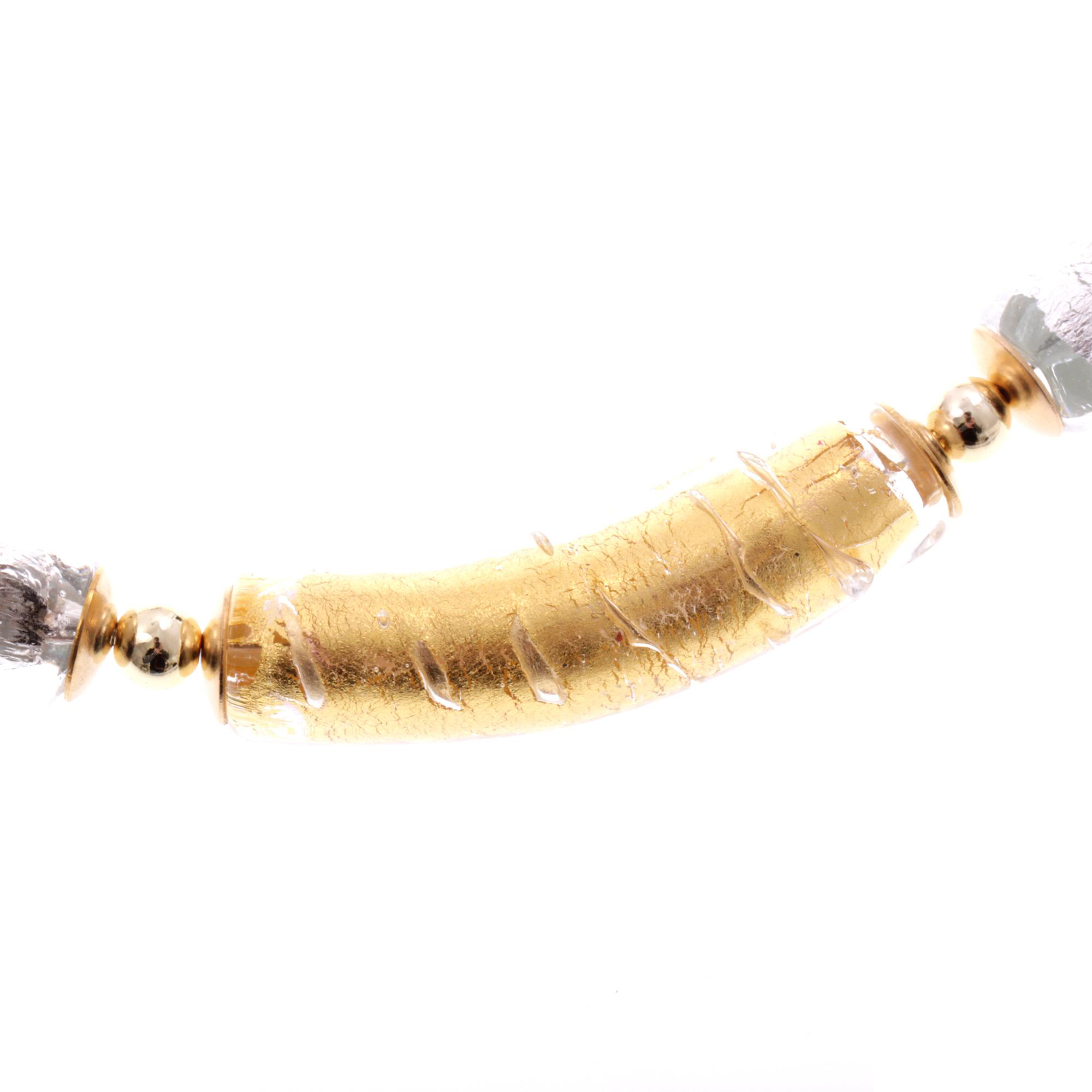 Lea Muranoglas-Collier Gold/Silber, 45 cm, detailansicht der glaselemente