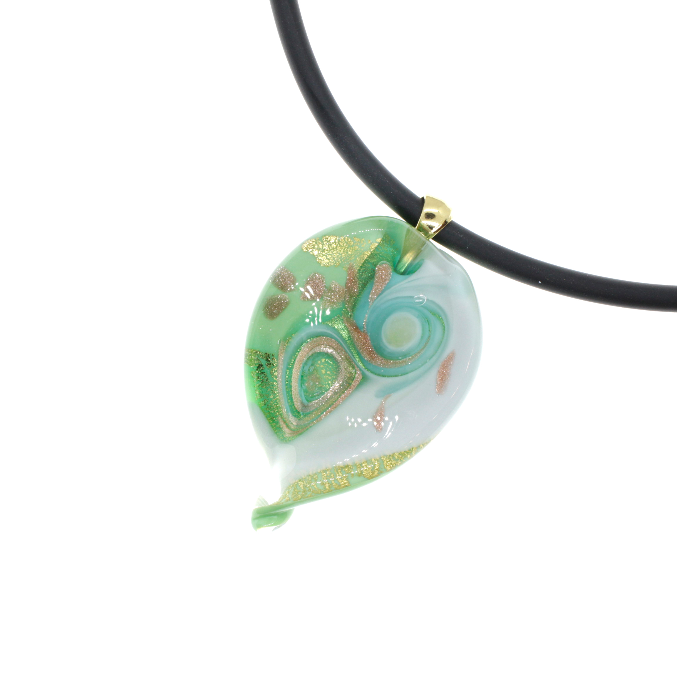 Originaler Murano Glas Anhänger "Christelle"  -grün-gold