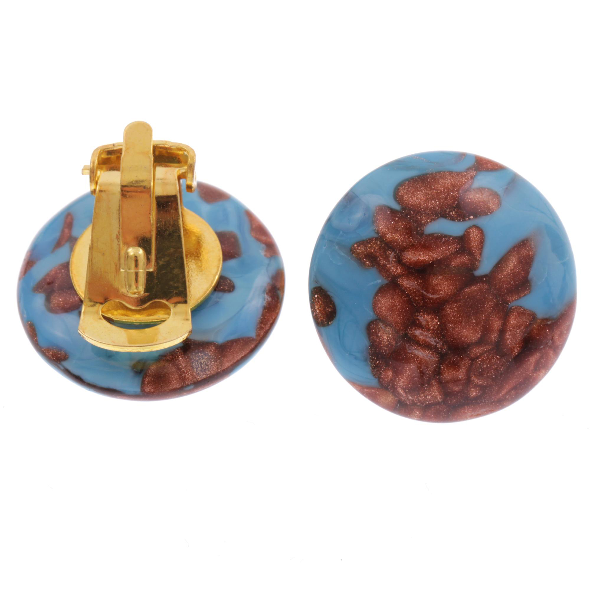 Ohrclip Murano Glas "Mondo" Ohrschmuck-blau-gold
