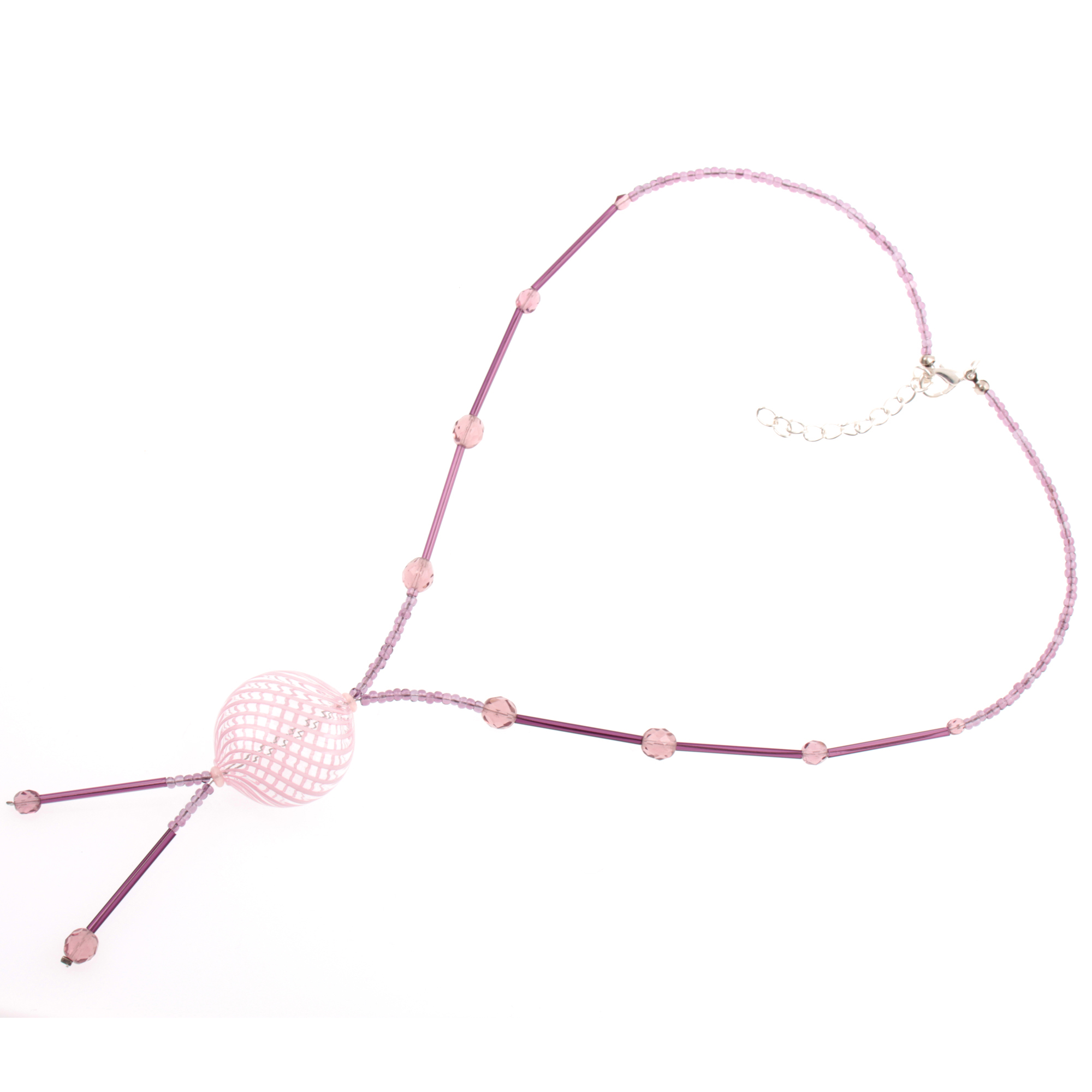Exklusives Murano Glas Collier "Asticella" Halskette-rosa