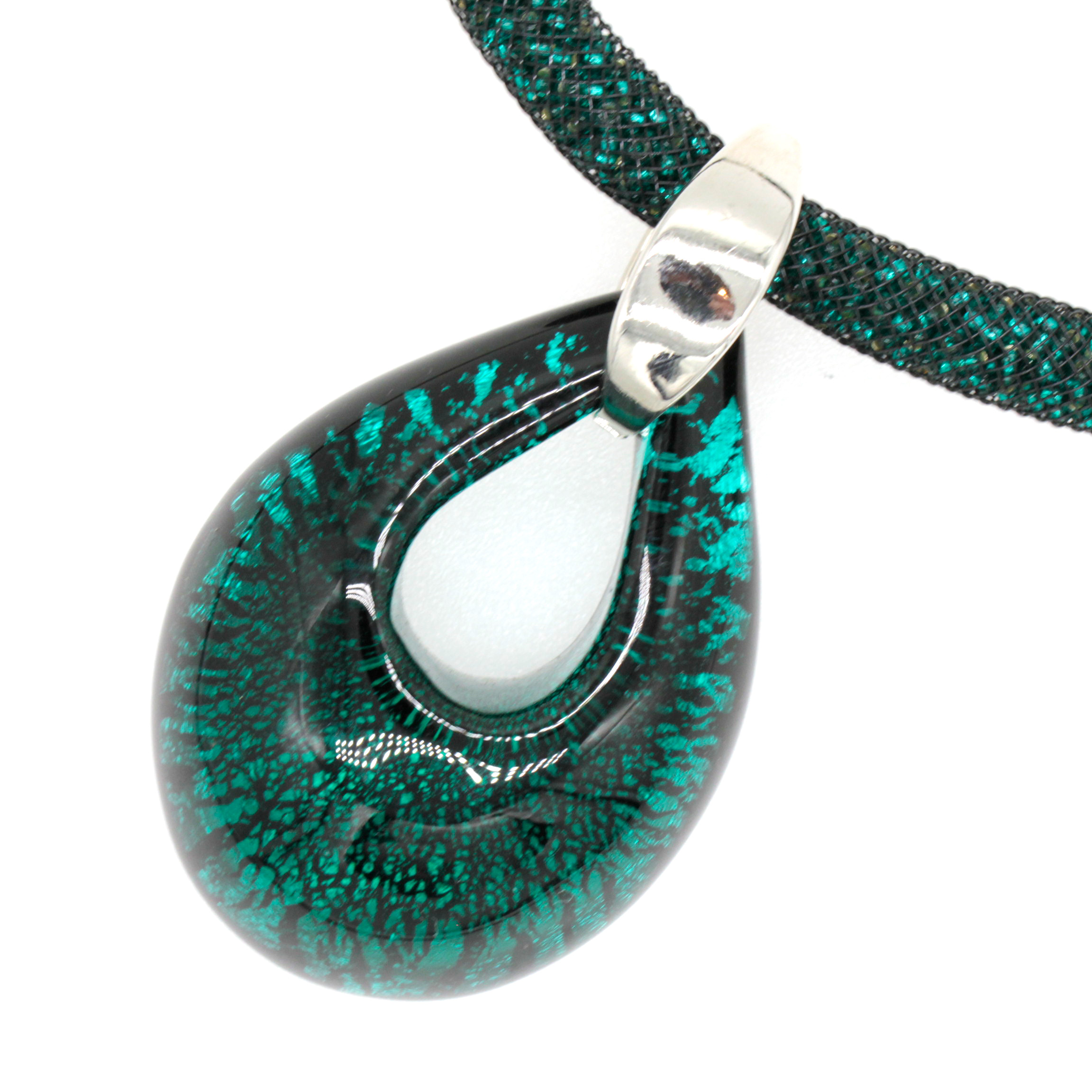 Collier Drop Deluxe - echtes Muranoglas - smaragd silber Collier Drop Deluxe - echtes Muranoglas - smaragd silber