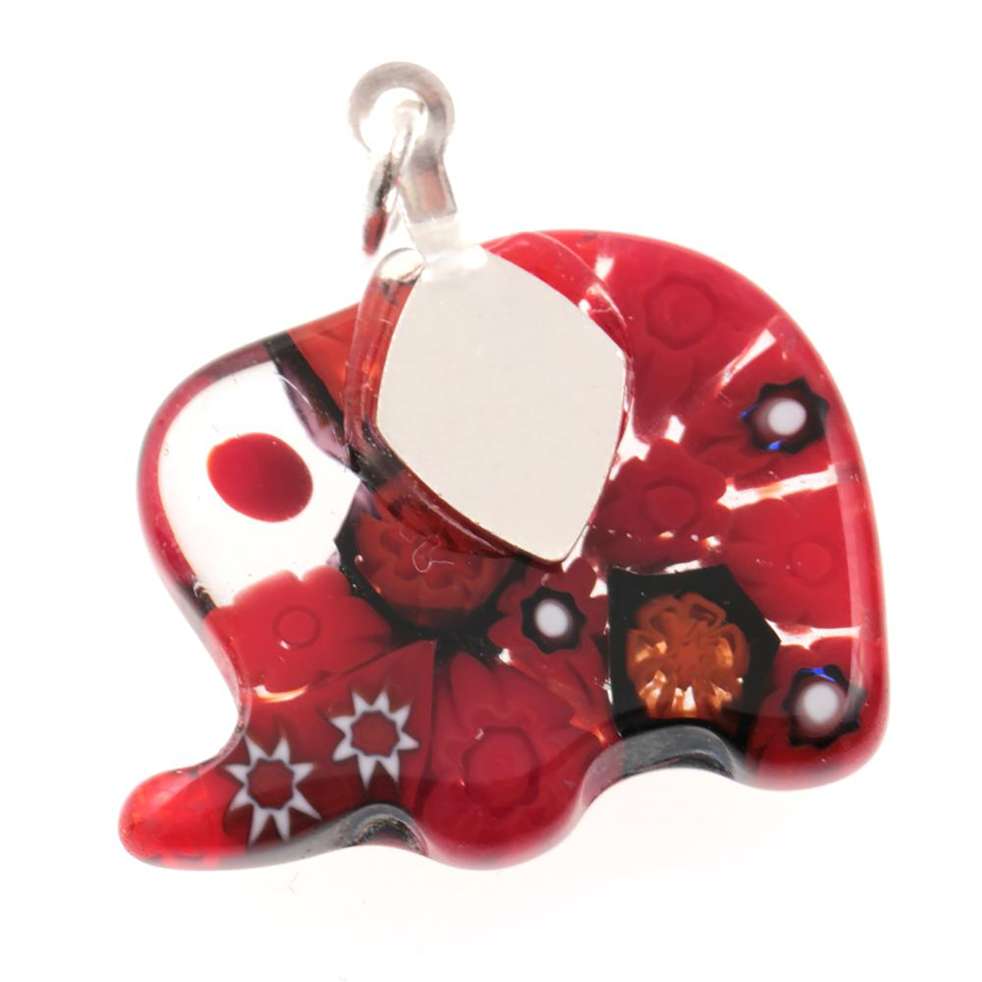 Mille Fiori Anhänger "Caballo" Murano Glas-rot