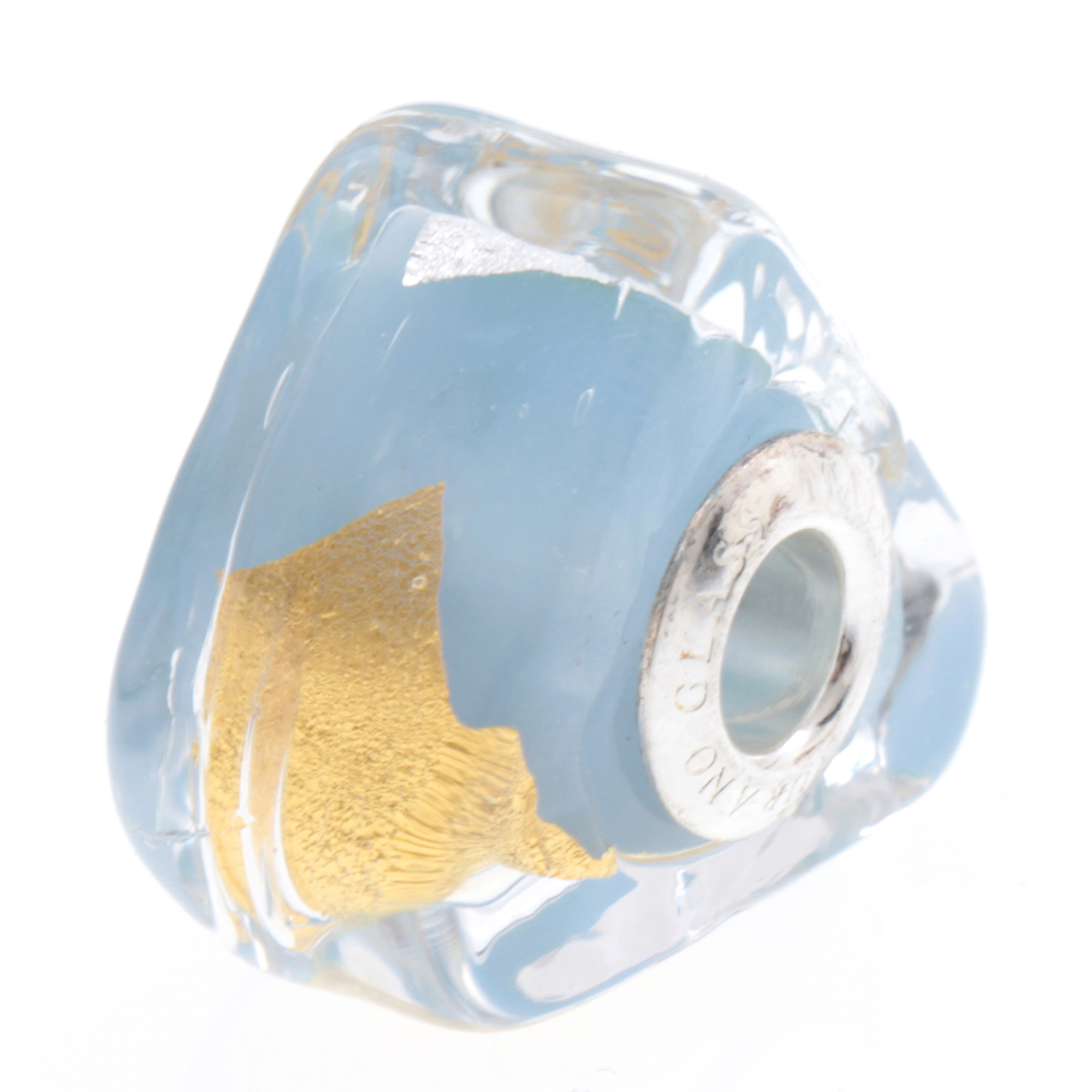 Murano Glas Bead "Triangle" Charm-aquamarin