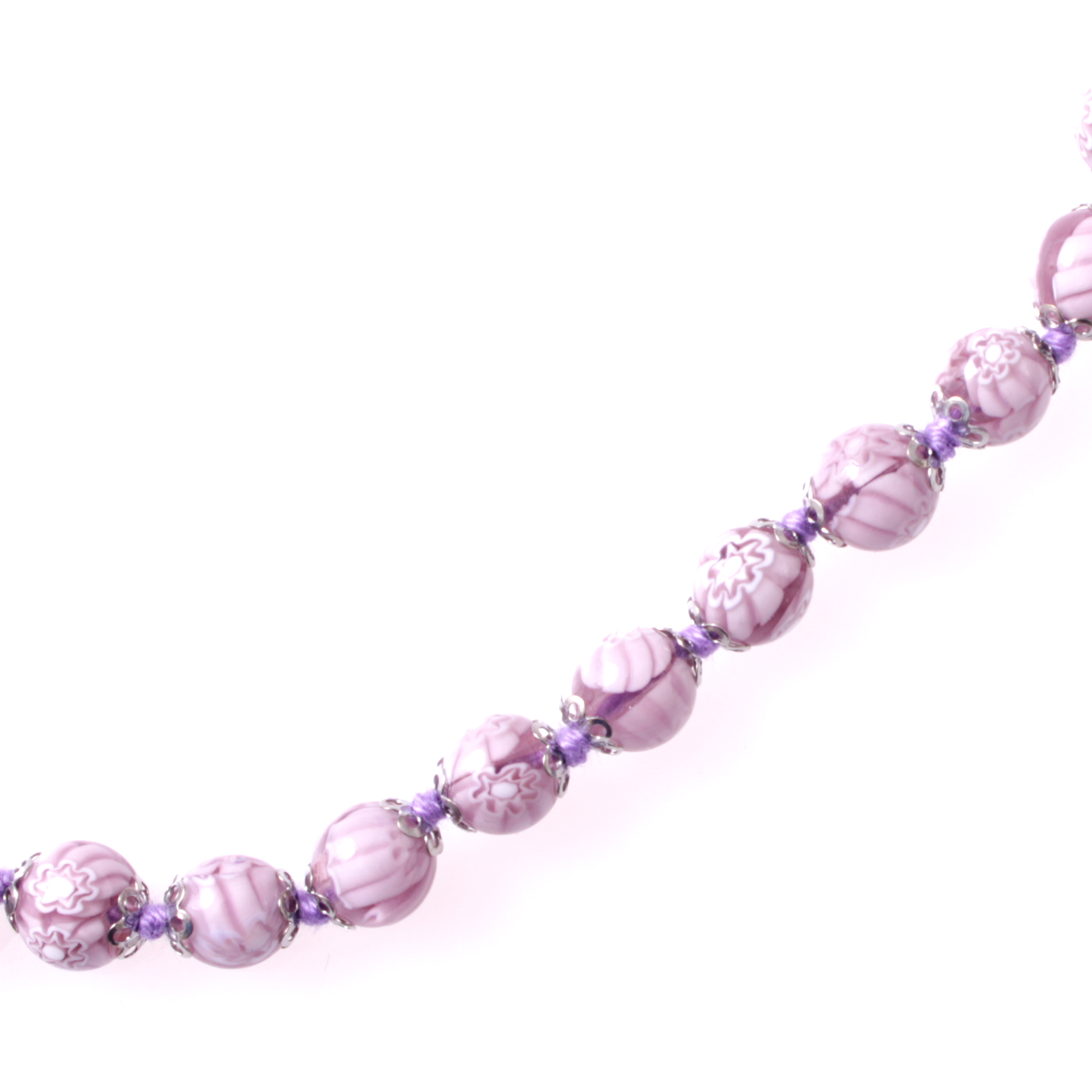 Collier Murano Glas Mille Fiori"-amethist-silber
