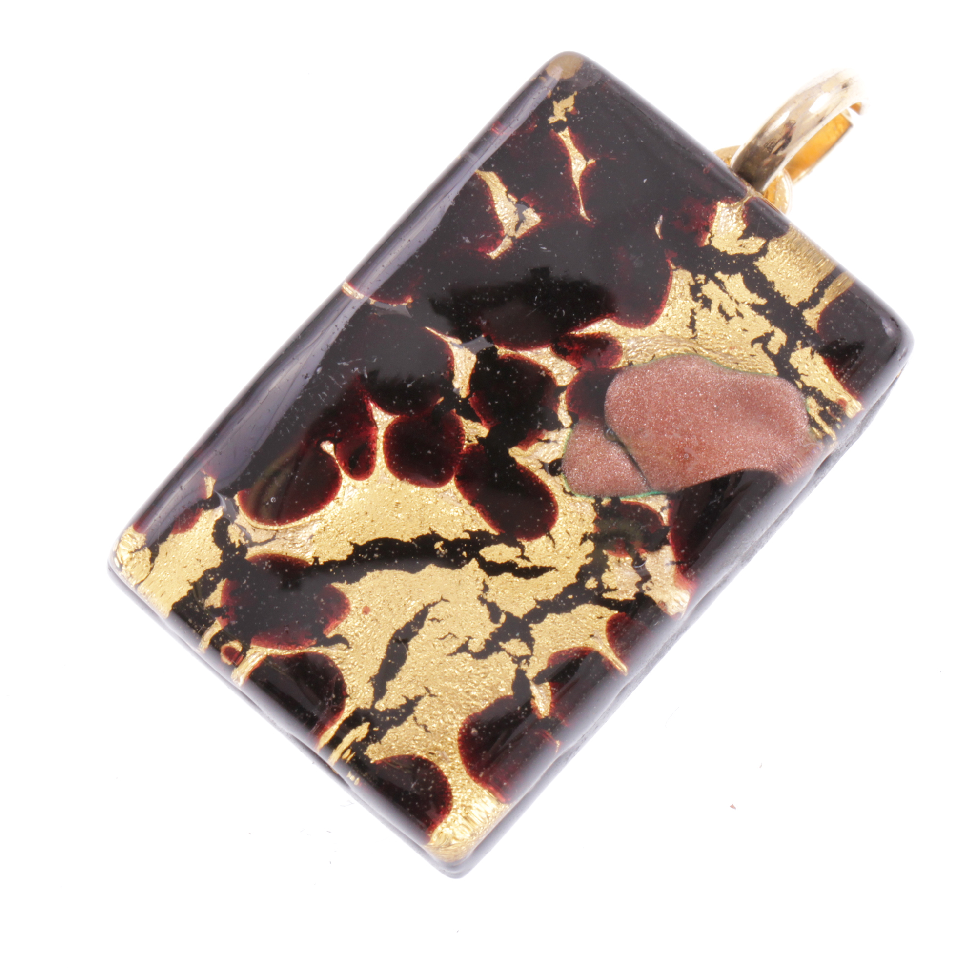 Rechteck Anhänger "Swan II" Murano Glas-schwarz-gold