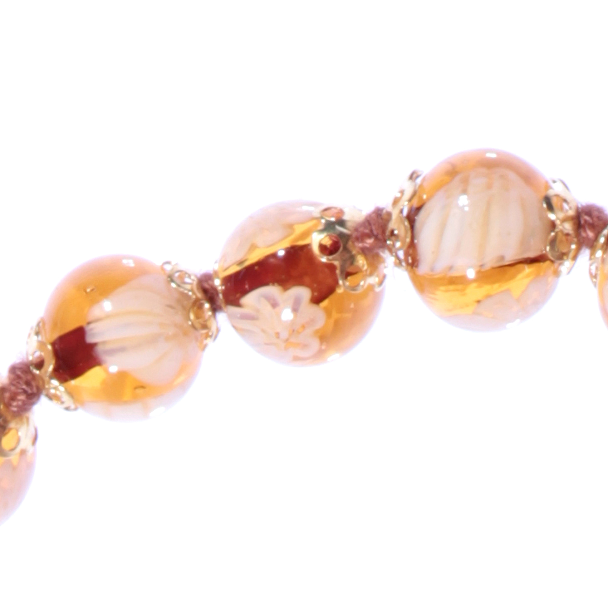 Murano Glas Armband "Mille Fiori" amber
