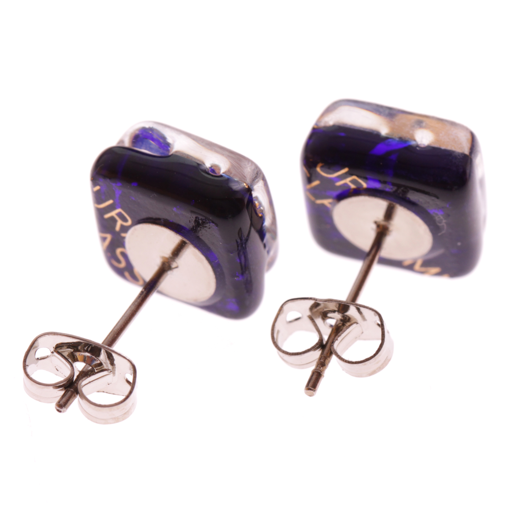 Jolanda Muranoglas Ohrstecker Dunkelblau/Gold; Muranoglas mit echtem Blattgold; hypoallergene, hochwertig versilberte äußere Metallteile
