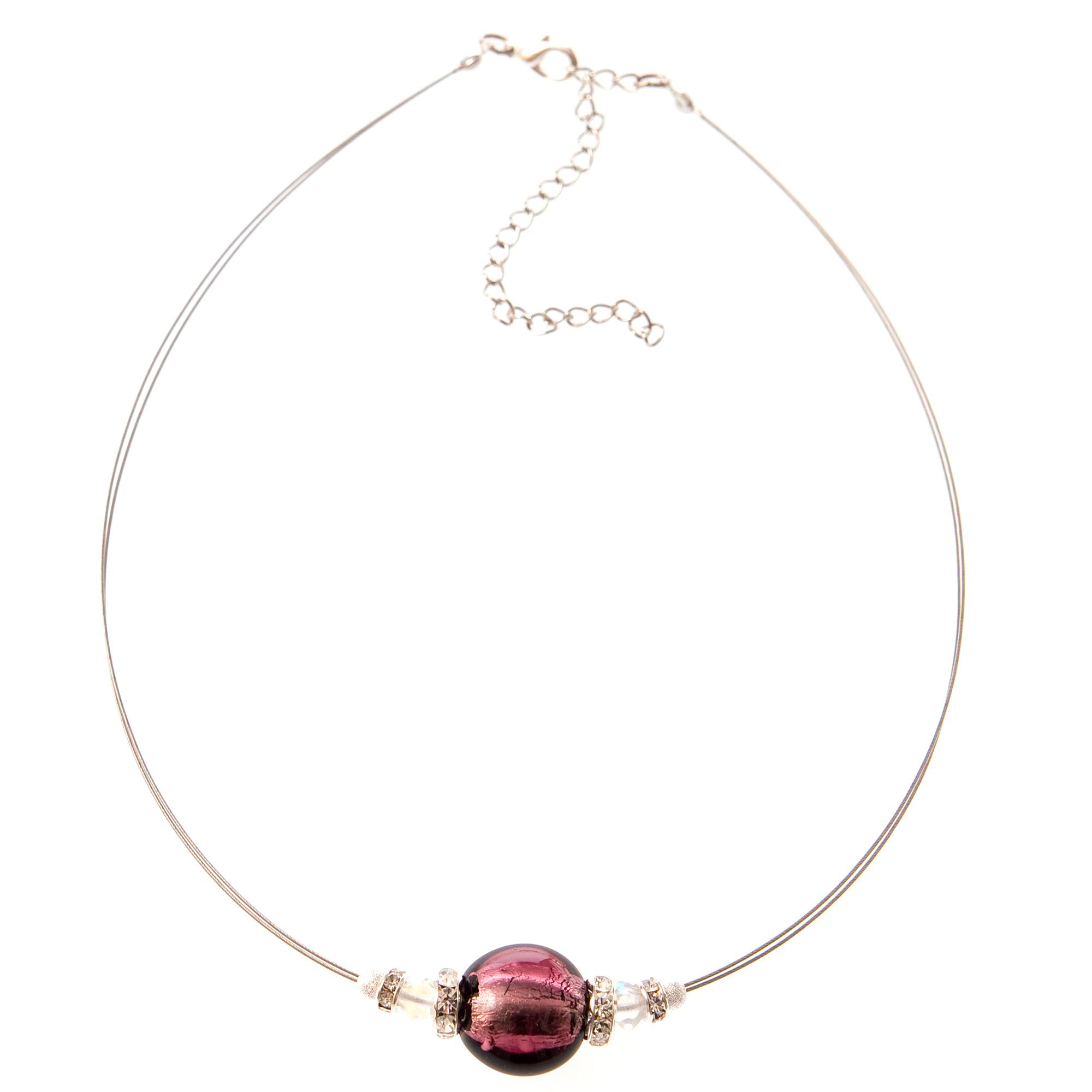 Tolles Murano Glas Collier "New York" Halskette-amethist-silber