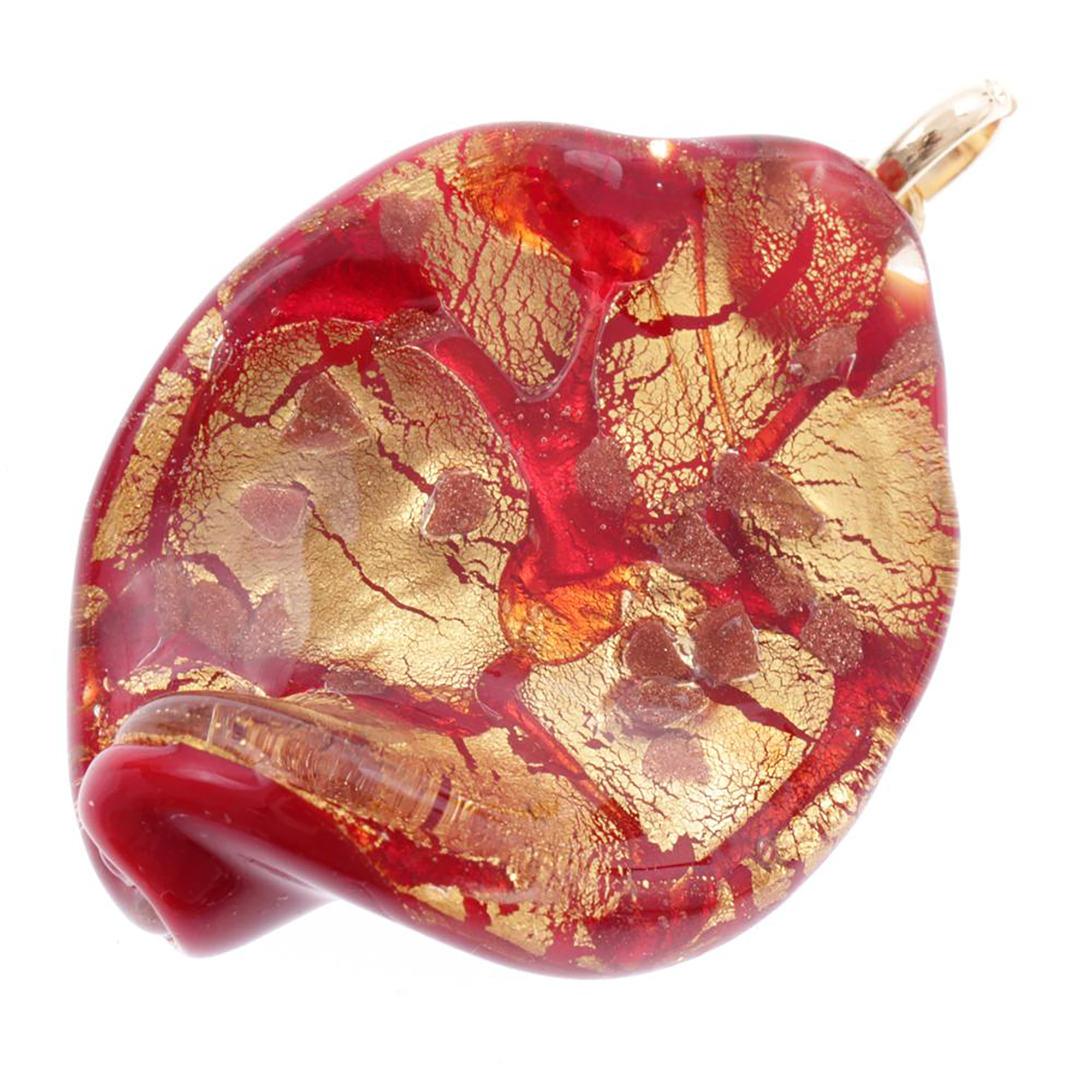 Originaler Murano Glas Anhänger "Christelle"  -rot-gold