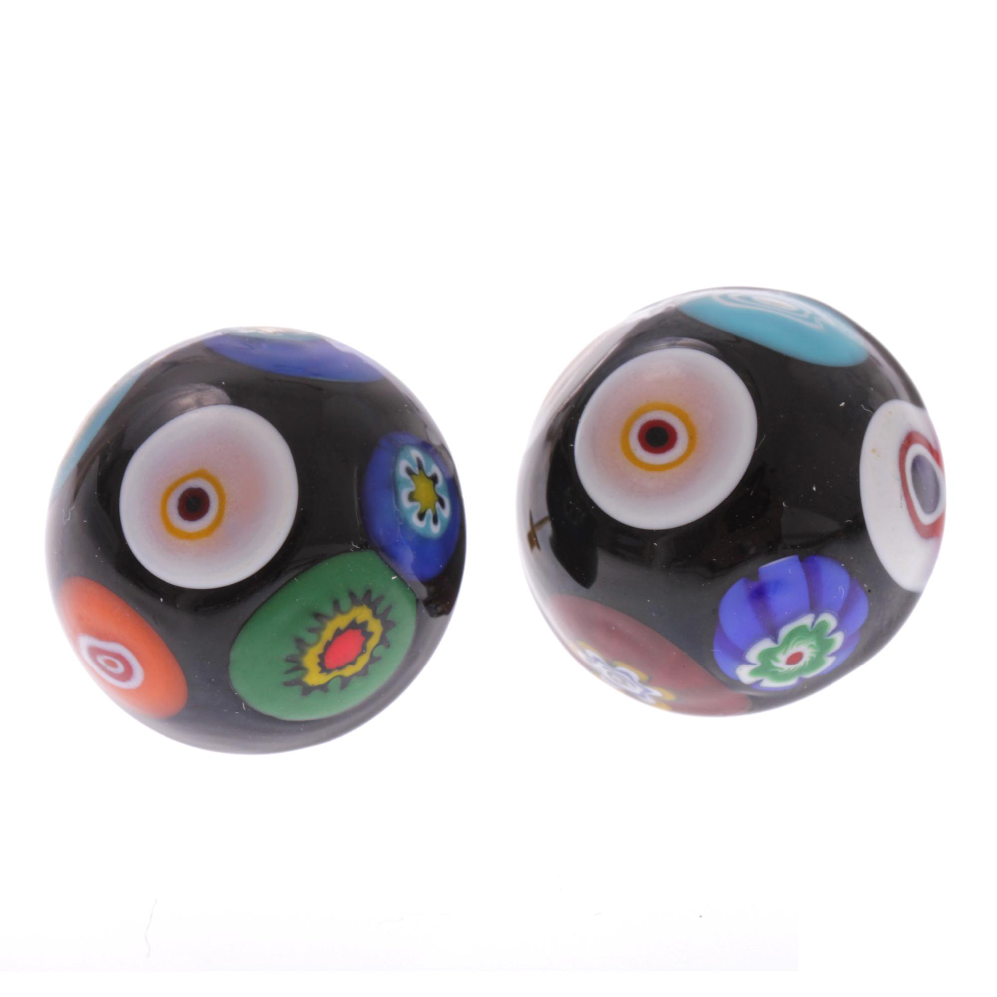 Concento Millefiori Ohrstecker Gold; Muranoglas mit Millefiori-Blüten, ohne Metalleinlagen; hypoallergene, hochwertig vergoldete äußere Metallteile