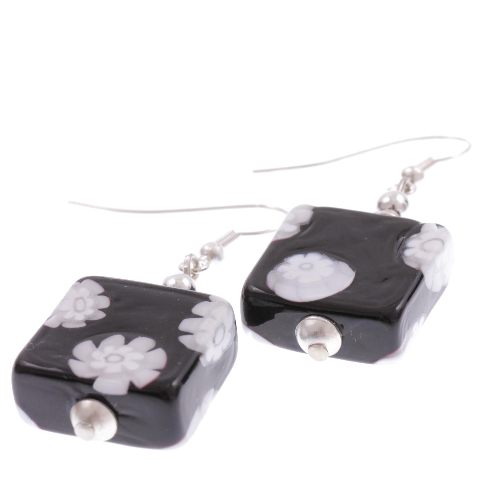 Ohrring Murano Glas "Melchior" Ohrschmuck-schwarz-weiss