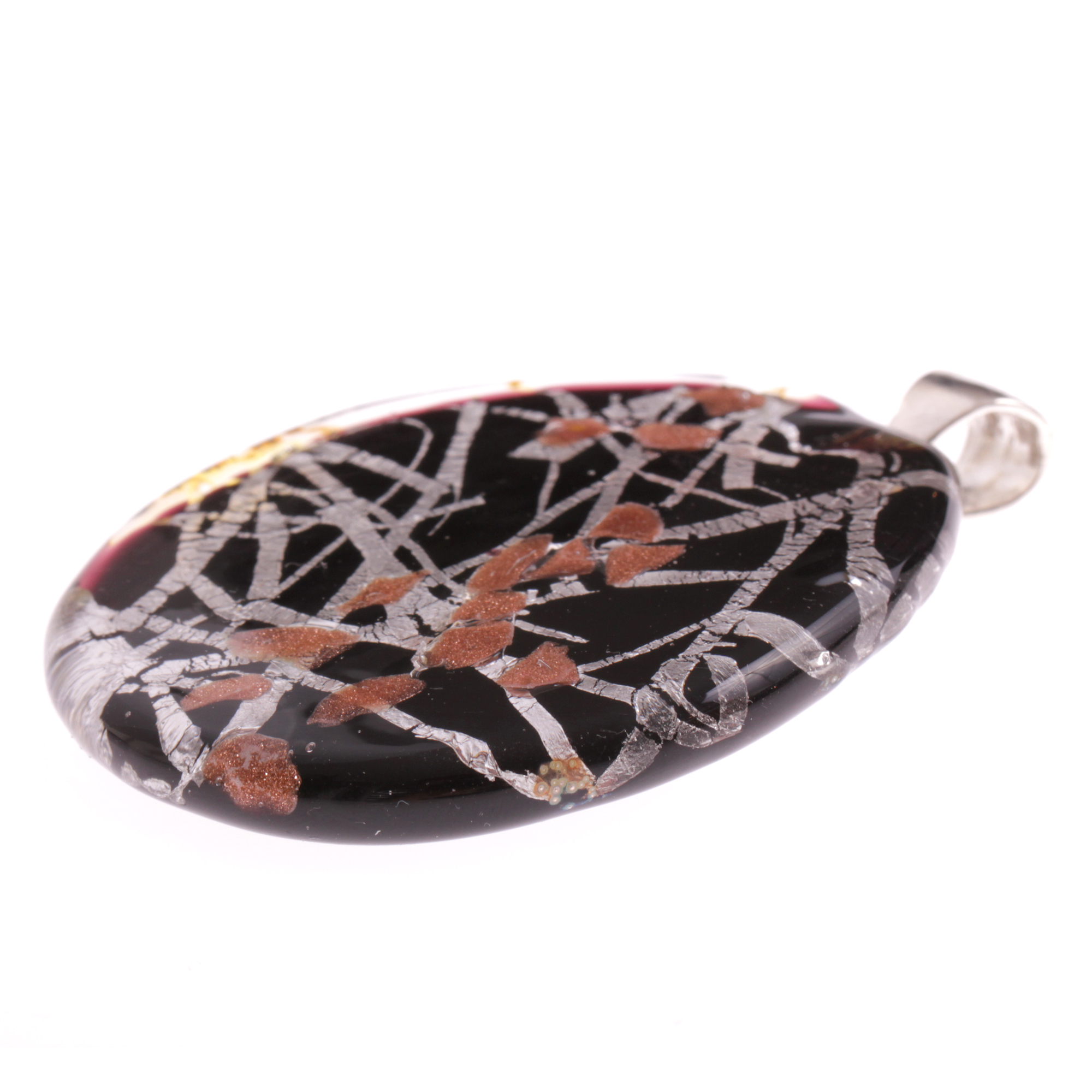 Traumhaft schöner Murano Glas Anhänger "Onorio" -schwarz-silber II