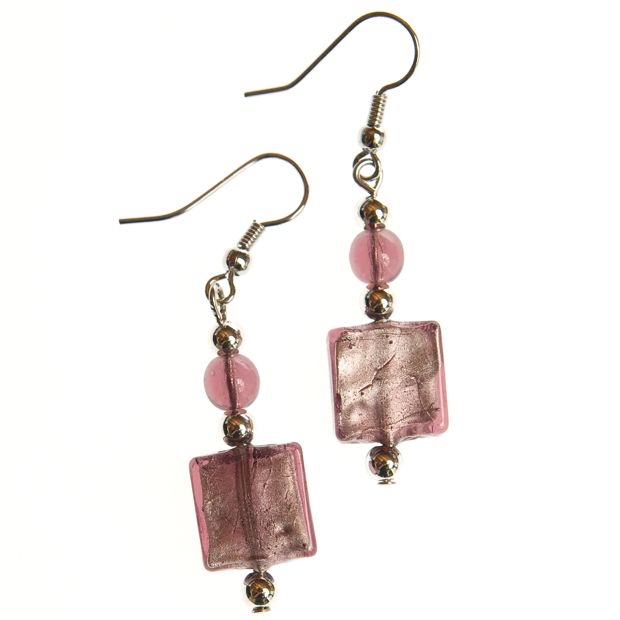 Ohrhaken "Sena" Ohrring Ohrschmuck Murano Glas-amethist-silber