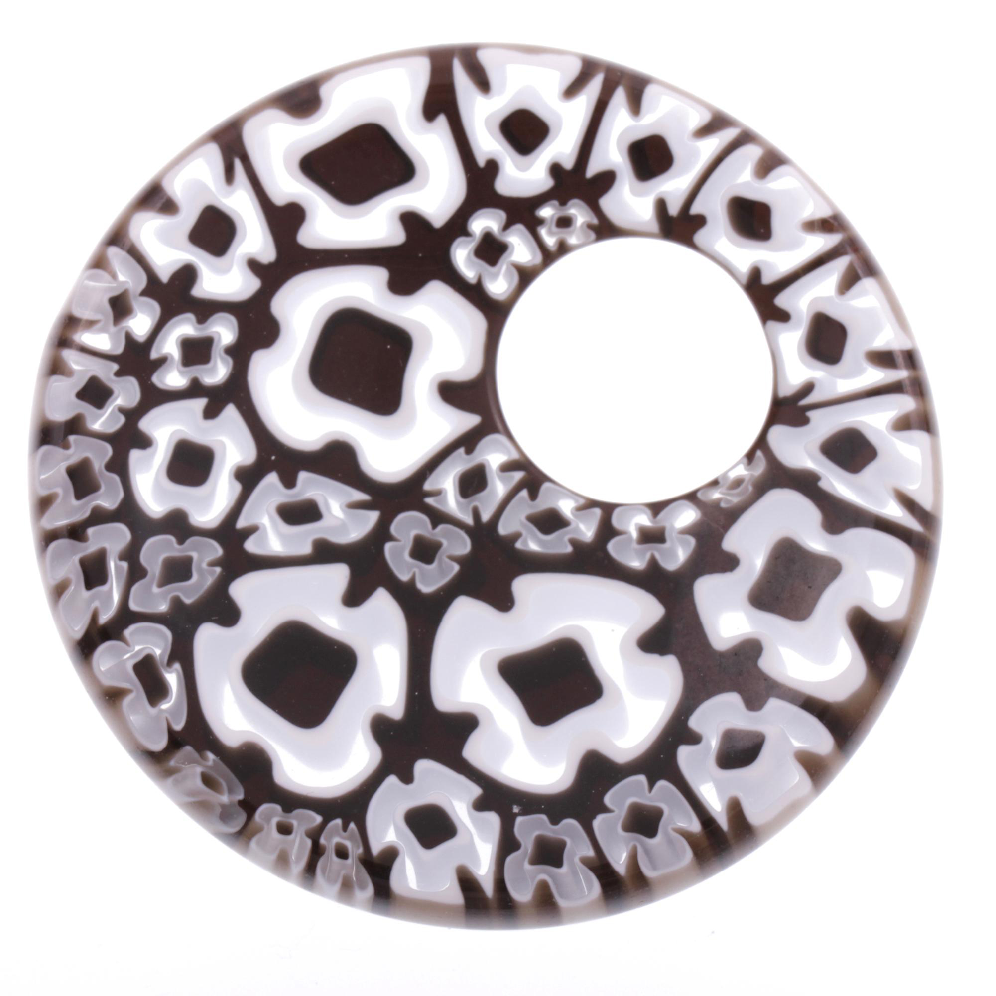 Mille Fiori Anhänger "Grand Chiva" echtes Murano Glas-schwarz-weiss