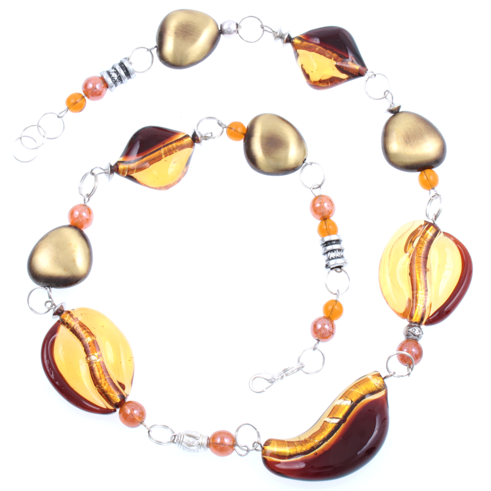 Hochwertiges Murano Glas Collier "Brava" -amber
