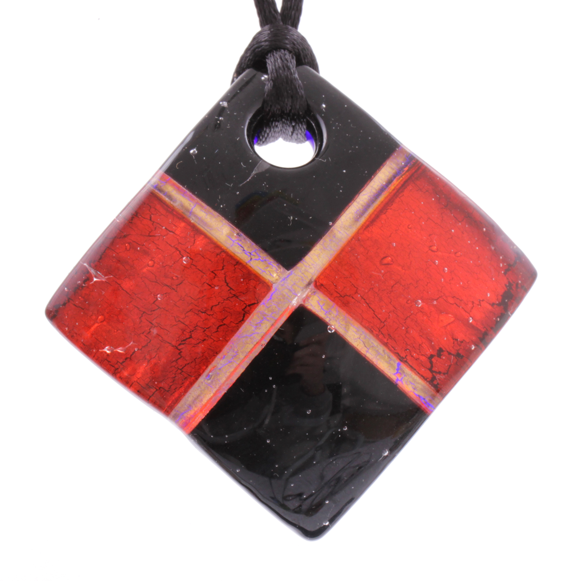 Murano Glas Halskette "Carré" -rot