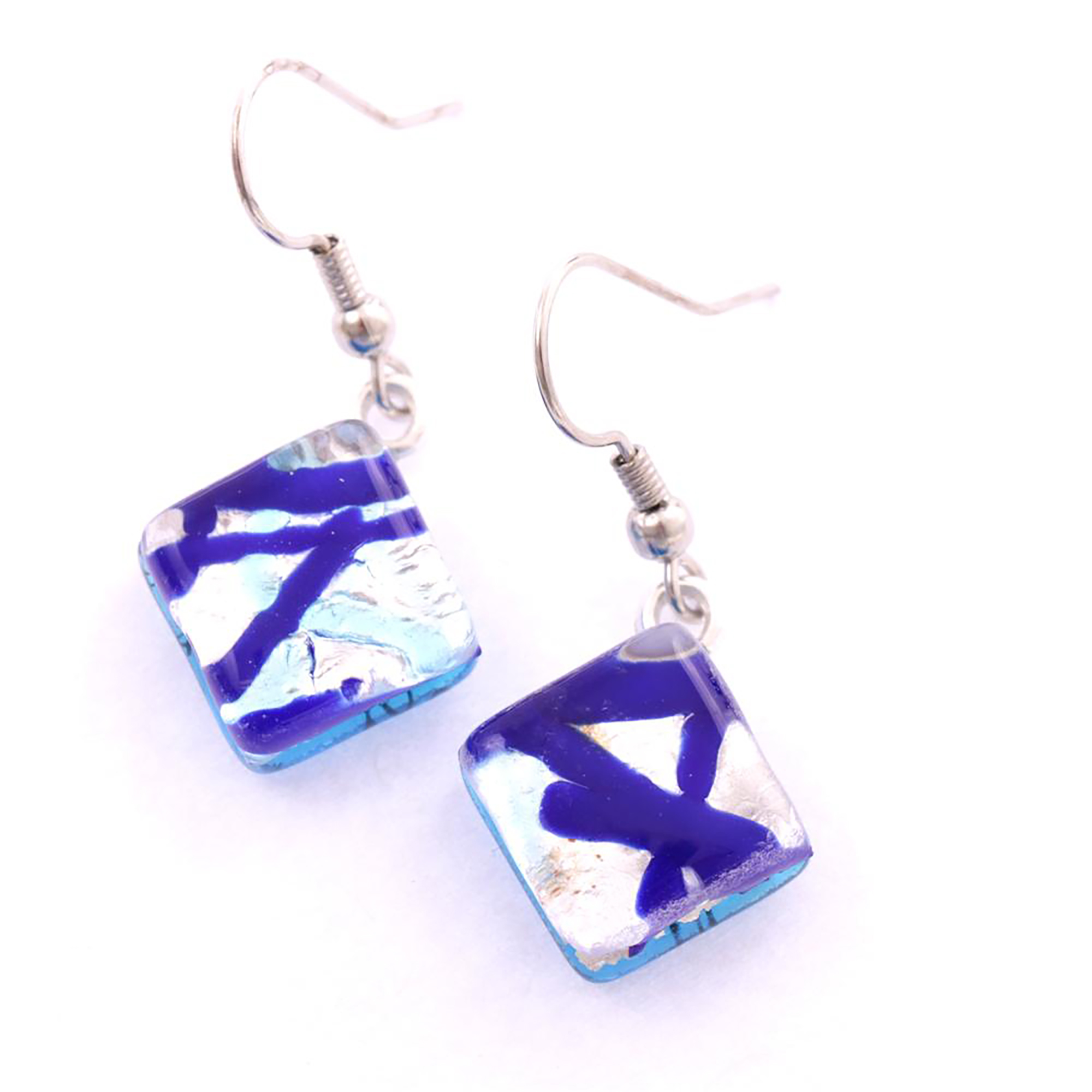 Ohrhaken Murano Glas "Ashley" Ohrschmuck-blau-silber