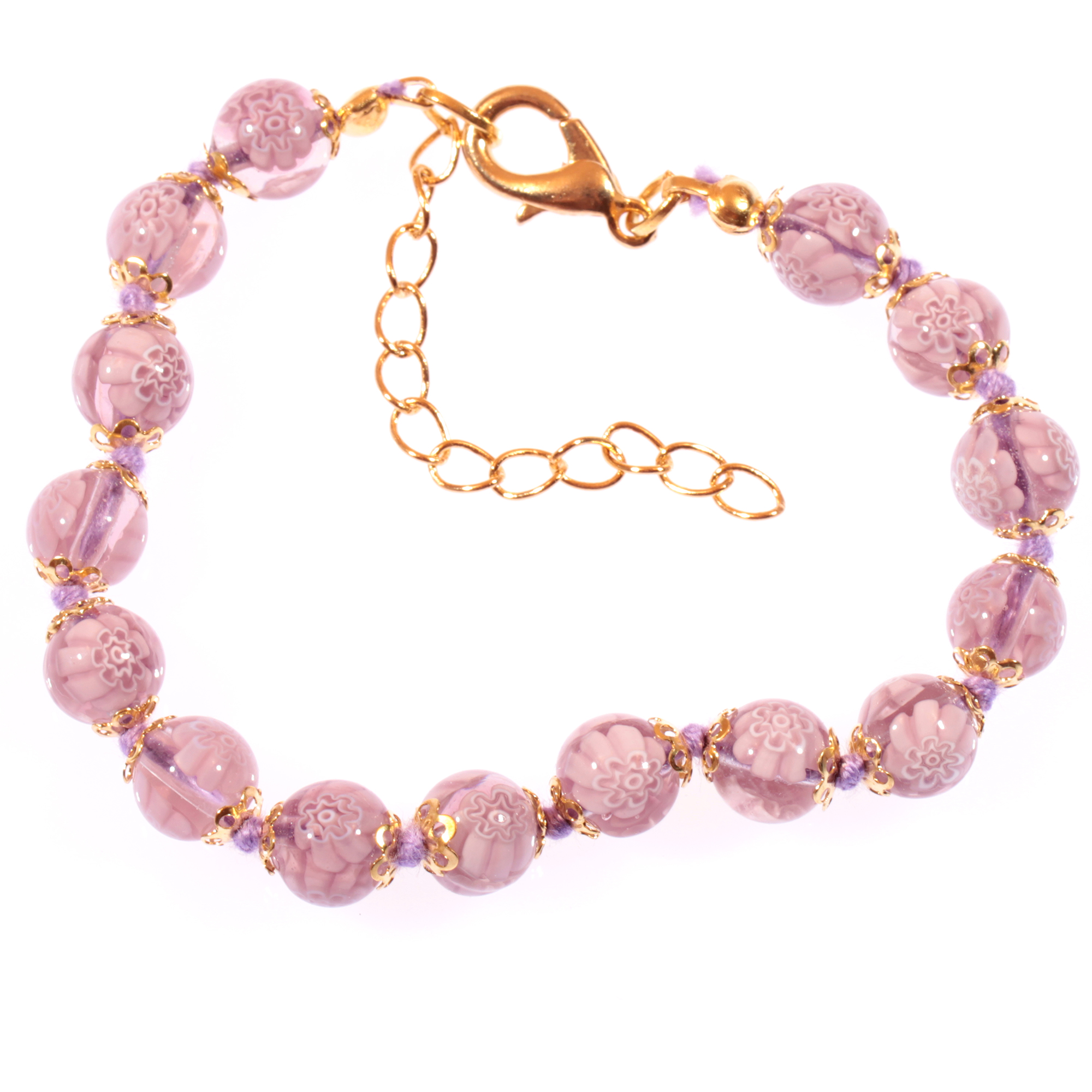 Murano Glas Armband "Mille Fiori" amethist