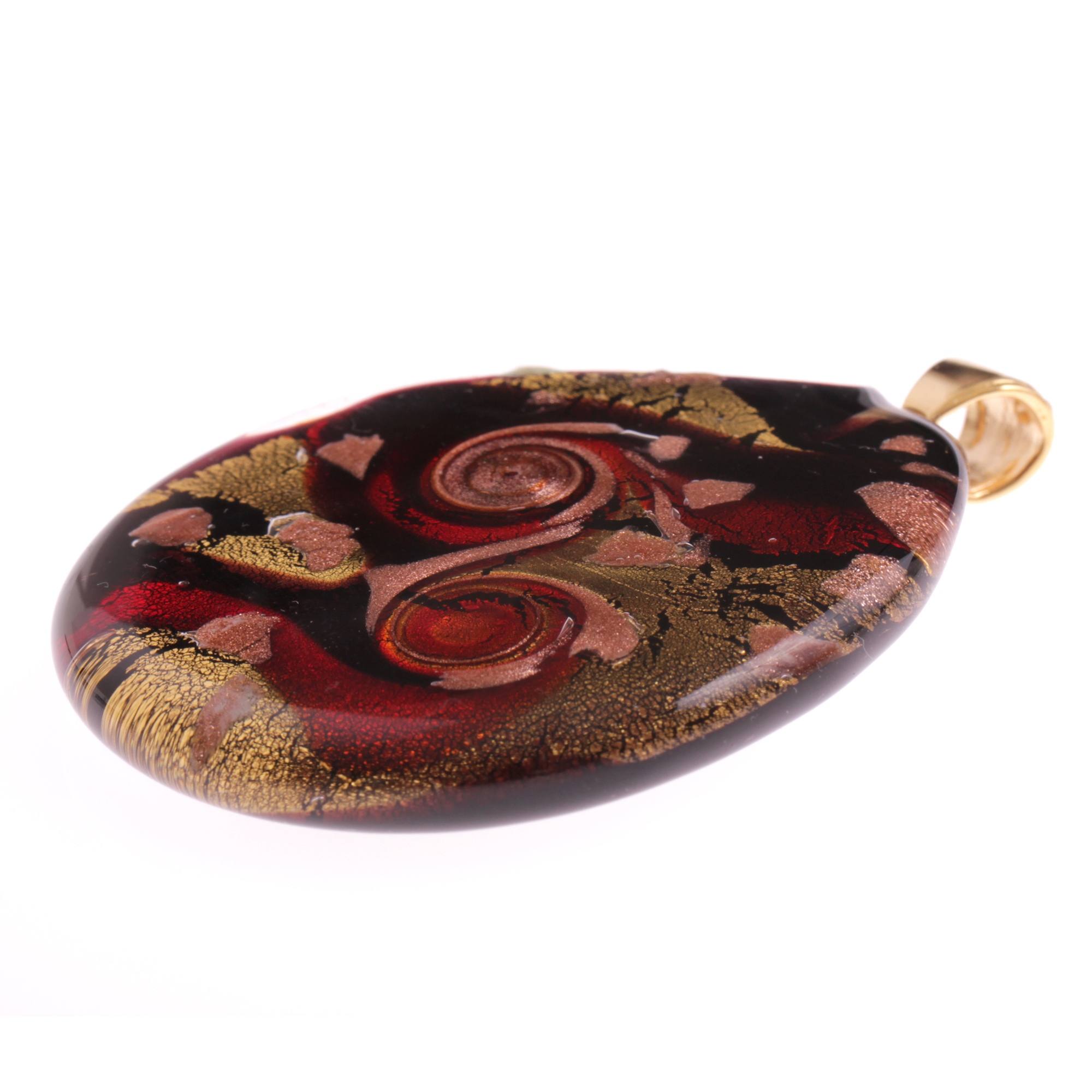Traumhaft schöner Murano Glas Anhänger "Onorio" -schw rot gold
