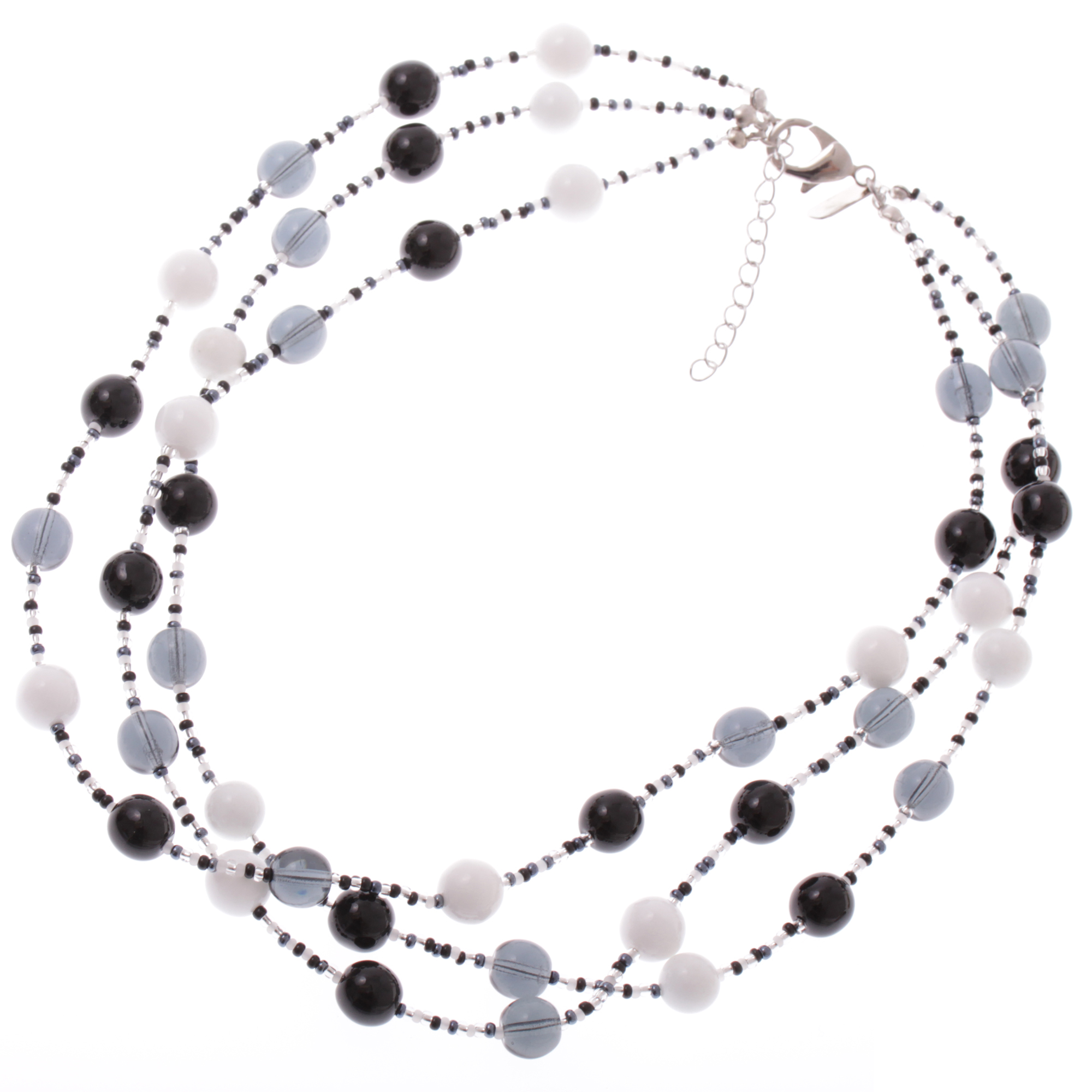 3 reihiges Murano Glas Collier "Rosalie" Halskette-grau-silber 3 reihiges Murano Glas Collier "Rosalie" Halskette-grau-silber