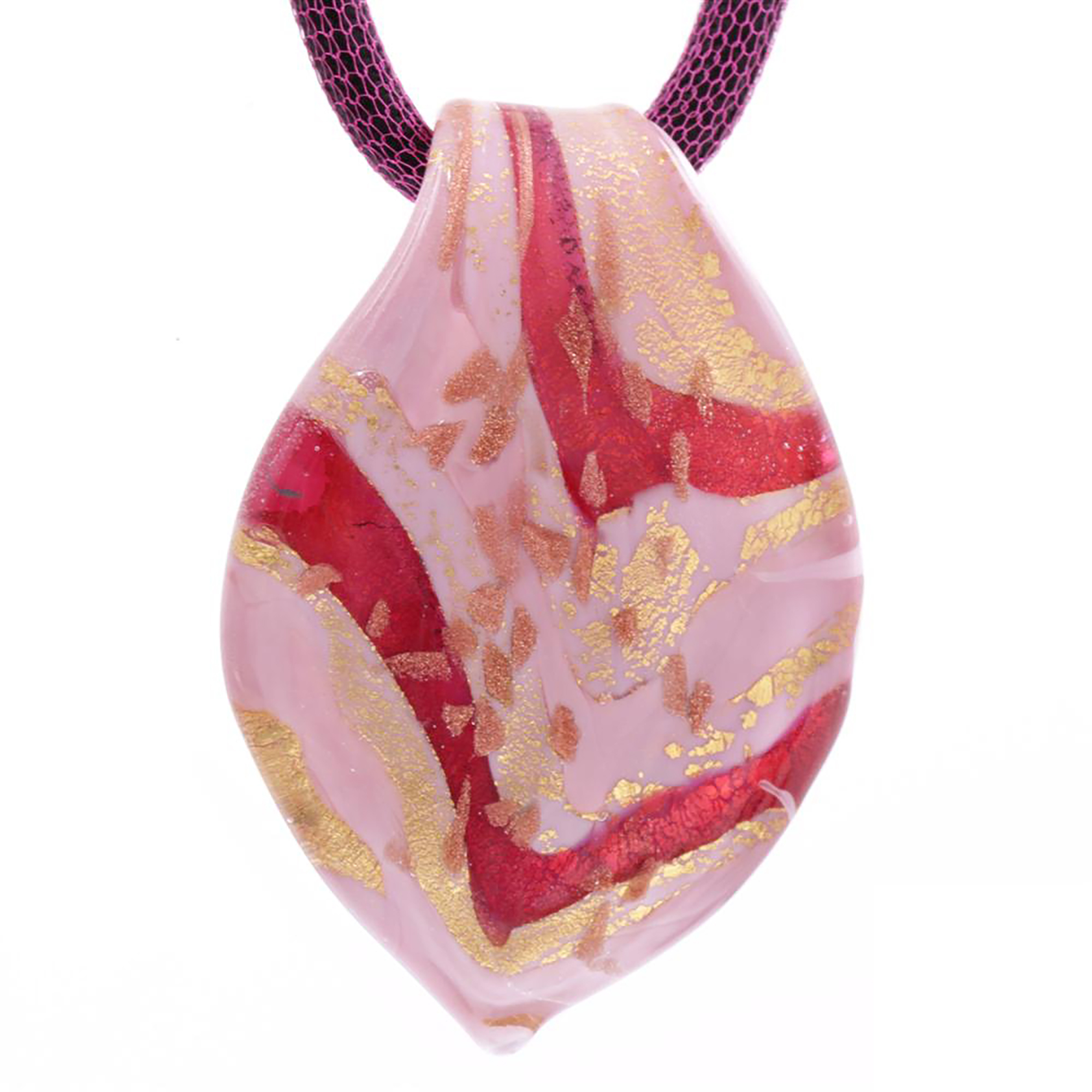Murano Glas Anhänger "Viola"-rosa-gold