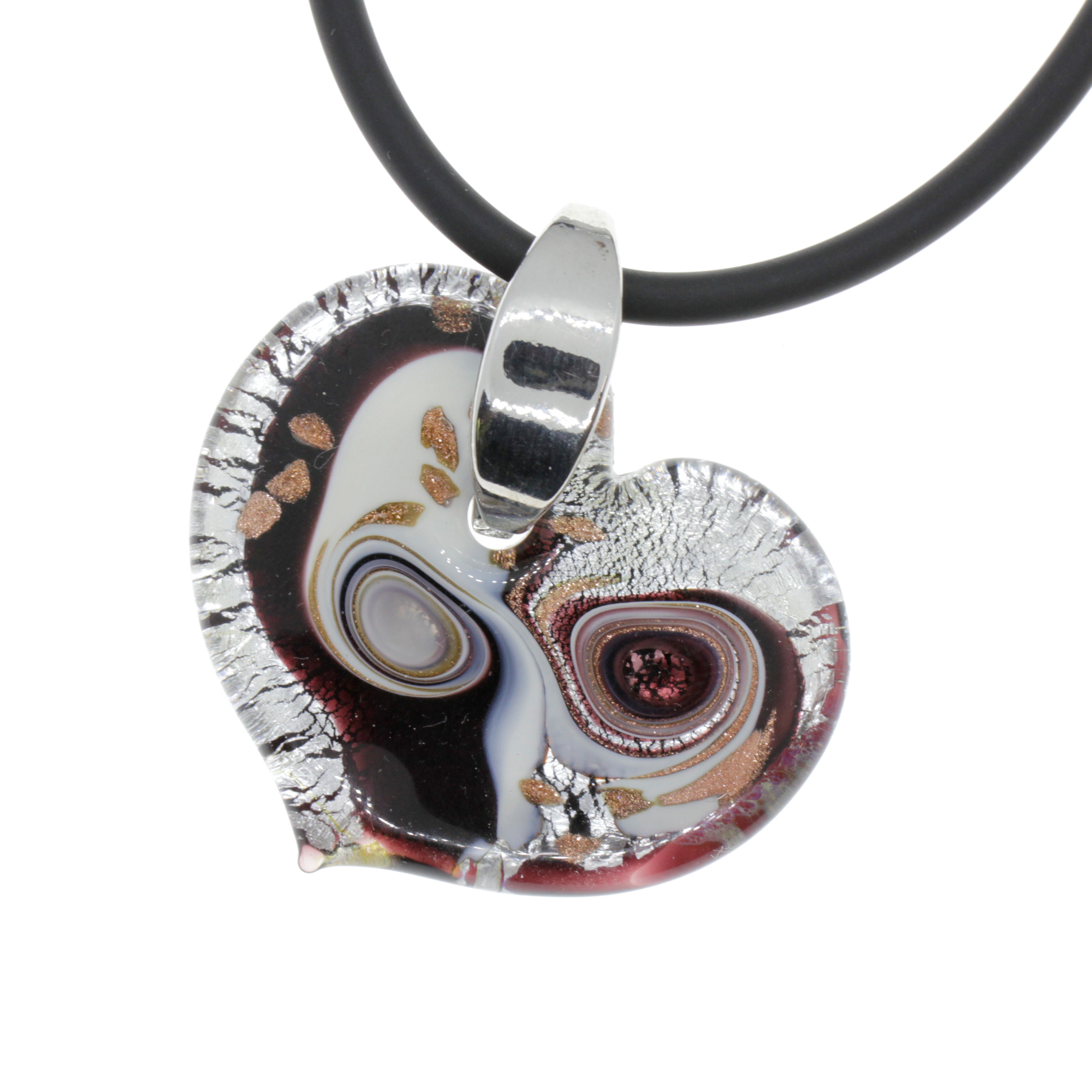 Wundervoll großer Herz Anhänger "Animo" Murano Glas-lila silber
