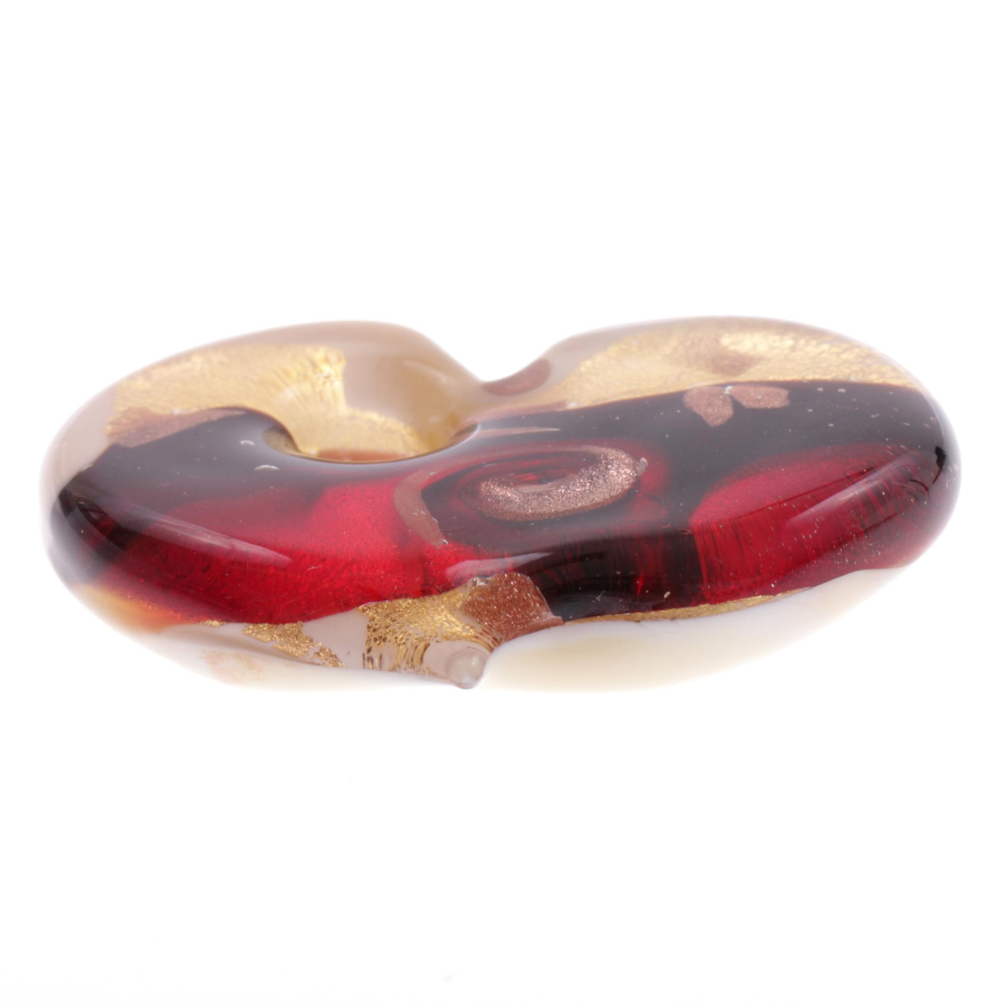 Ein Herz Anhänger aus Murano Glas "Picco Animo" -rot-gold