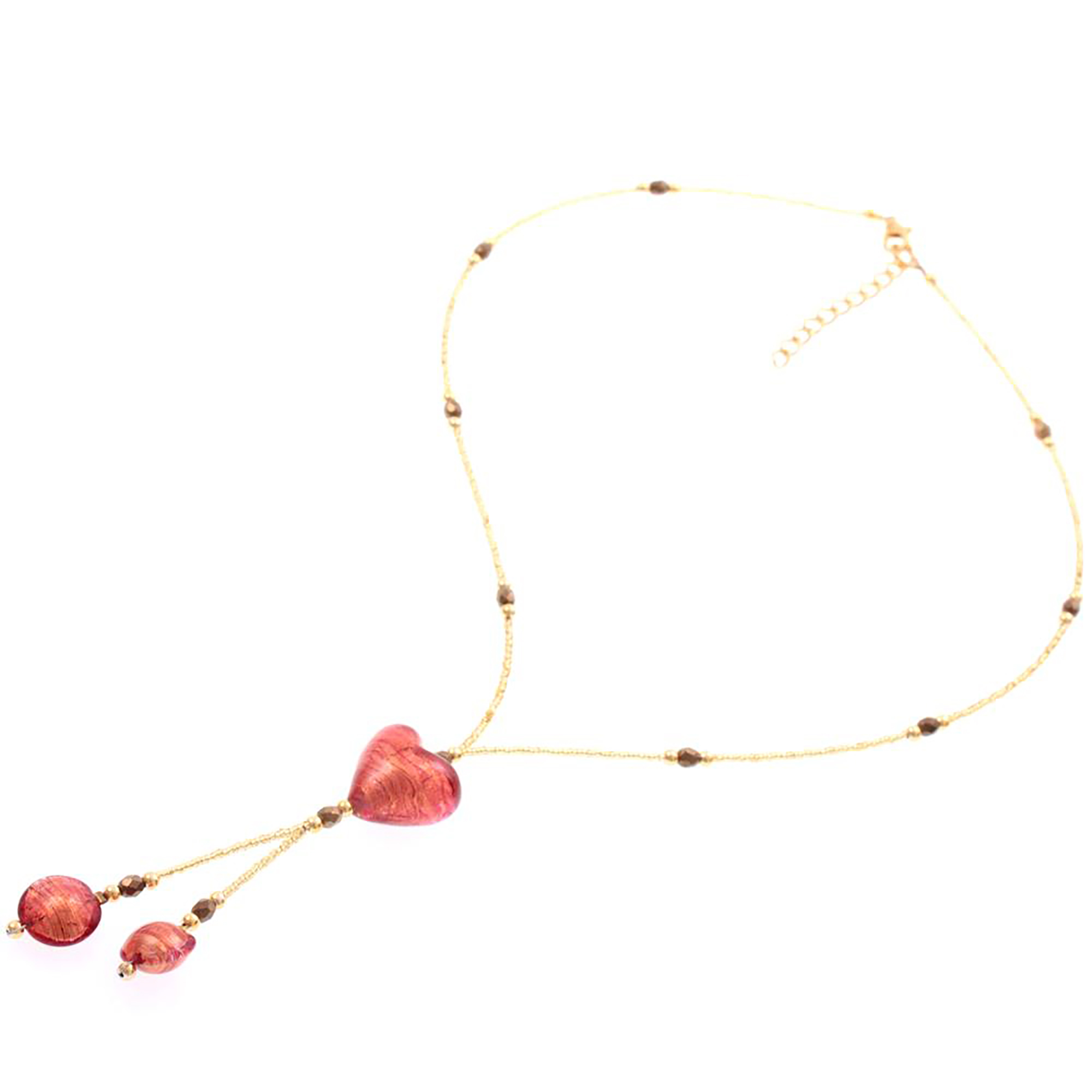 Murano Glas Collier "Stella" Halskette-rosa-gold