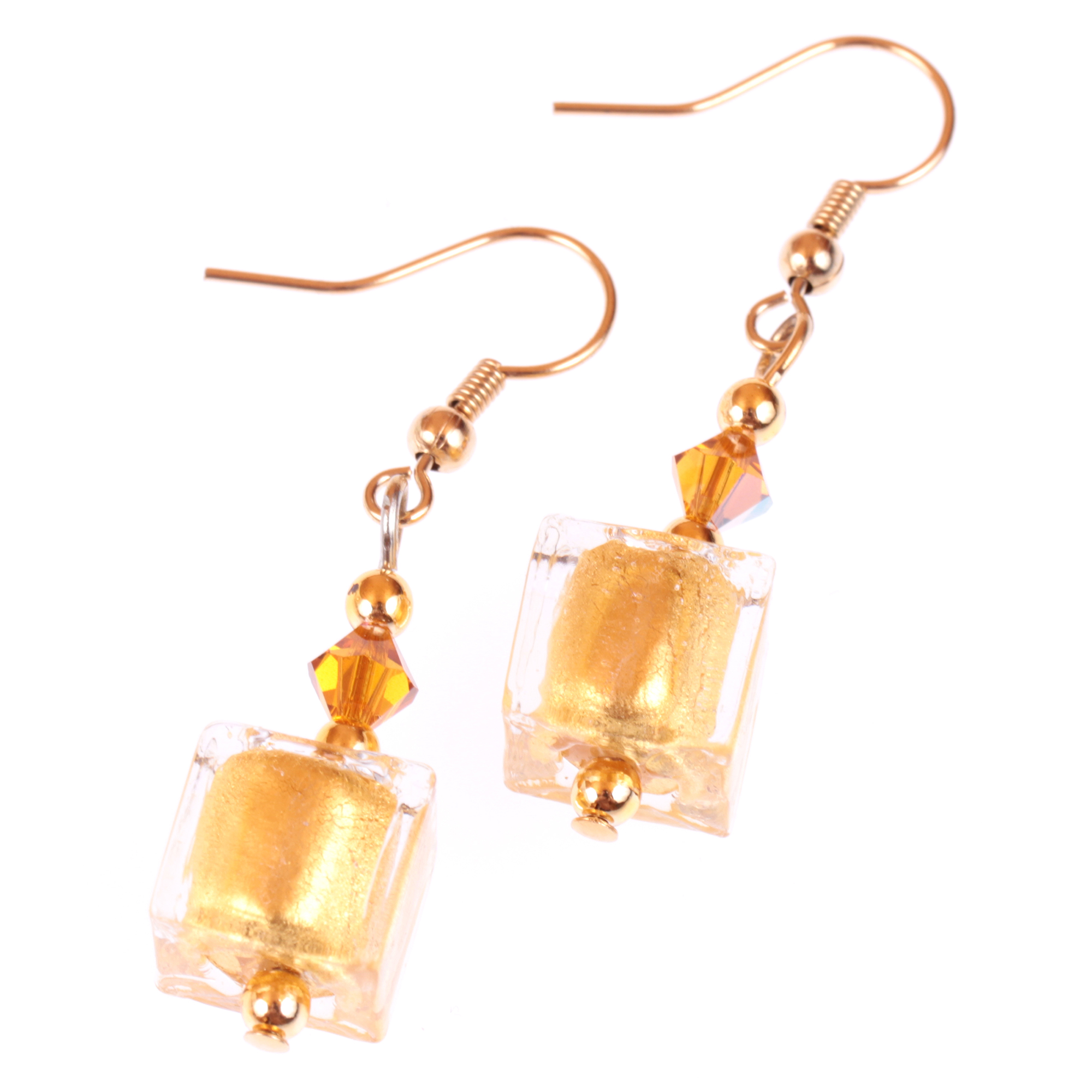 Muranoglas Ohrhaken "Udine" gold