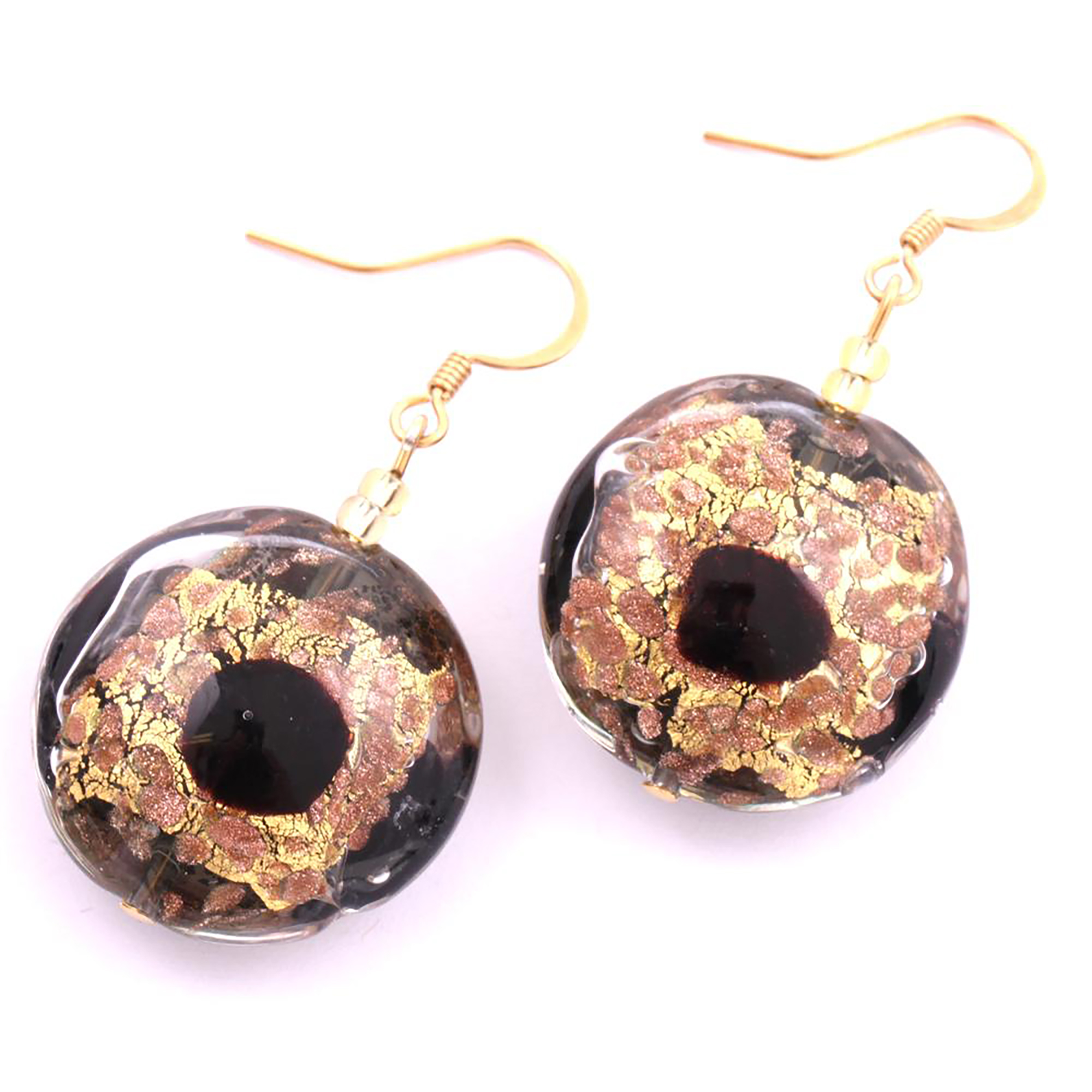 Ohrhaken Murano Glas "Campo" Ohrschmuck-schwarz-gold