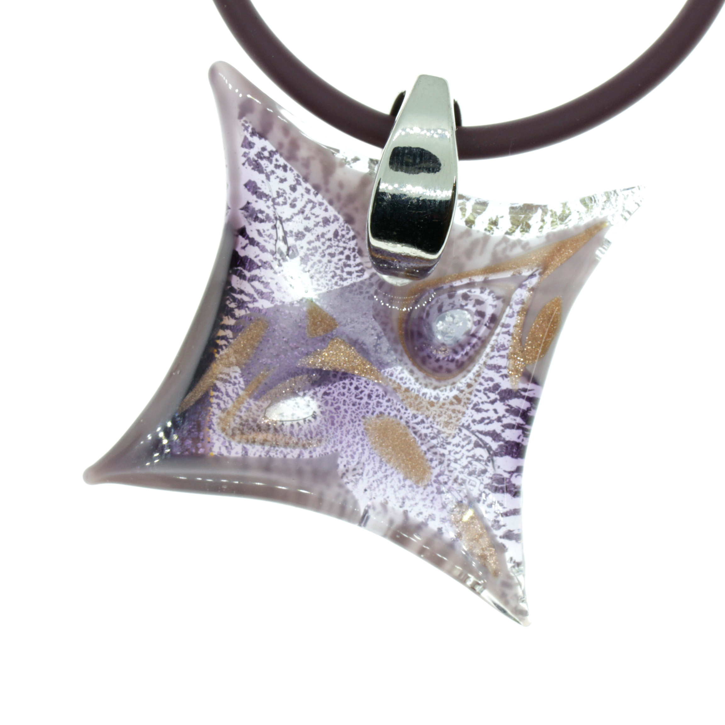 Exquisiter Murano Glas Anhänger "Losanga" -amethist-silber