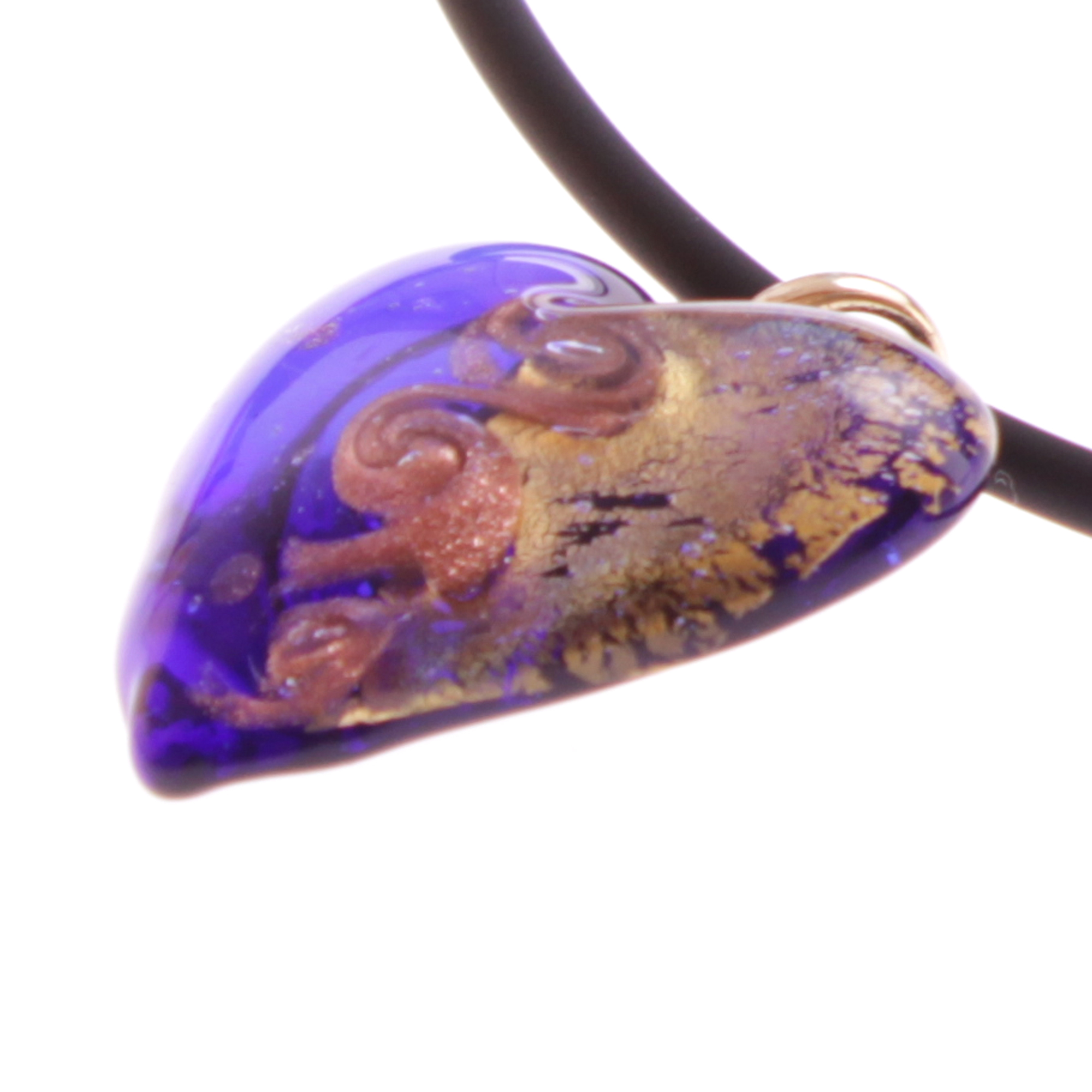 Wunderschönes Murano Glas Herz "Girello picco"-blau-gold