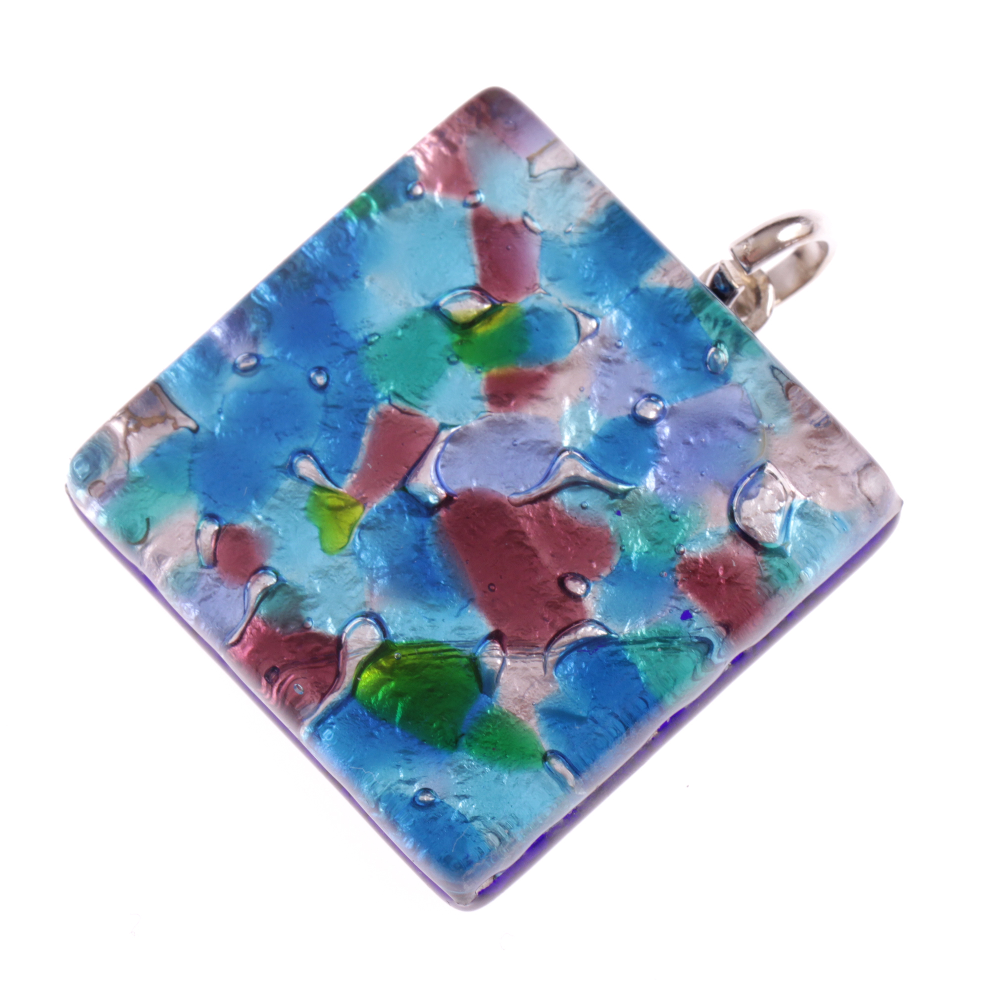 Murano Glas Anhänger "Brid II" -harlekin-silber