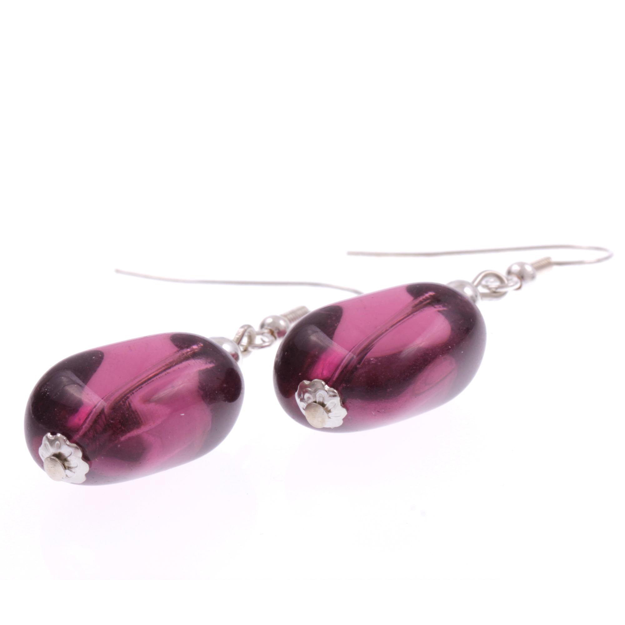 Murano Glas Ohrhaken "Amabile" Ohrschmuck-amethist-silber