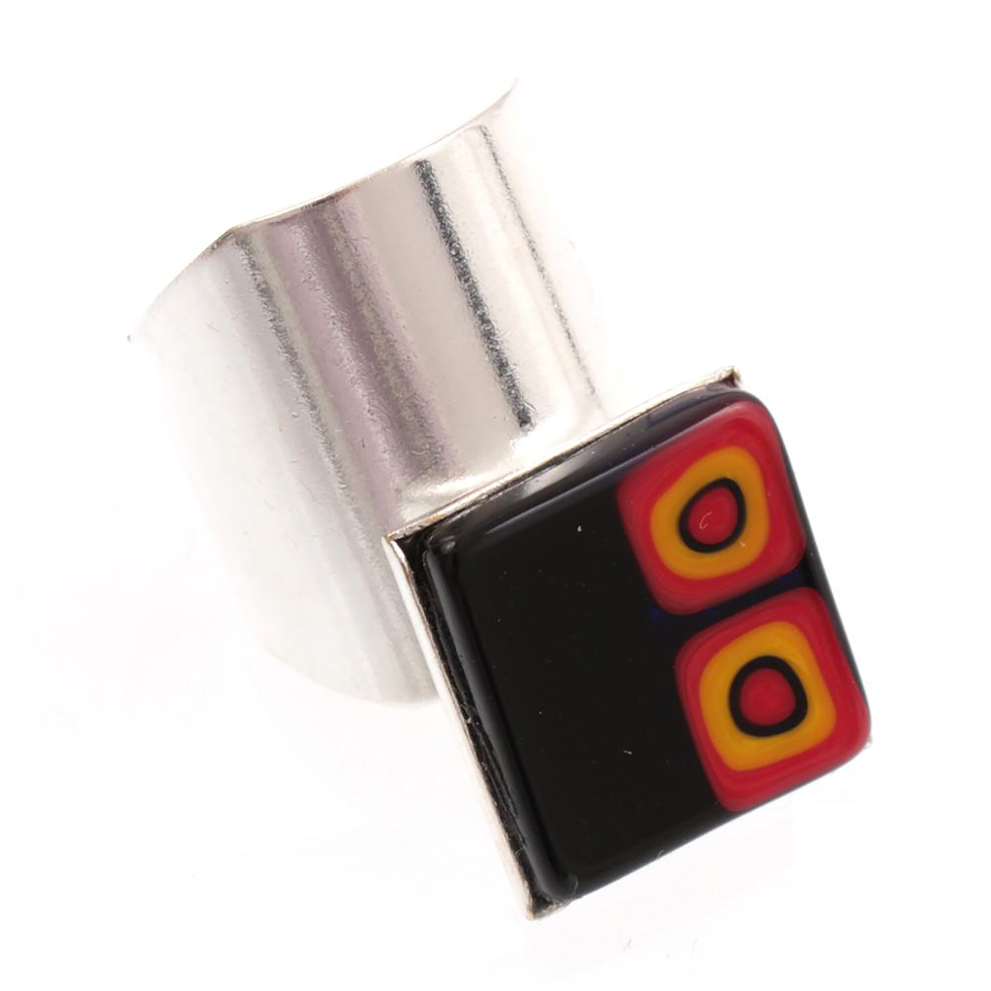 Ring "Bella" Murano Glas Mille Fiori -schwarz-rot